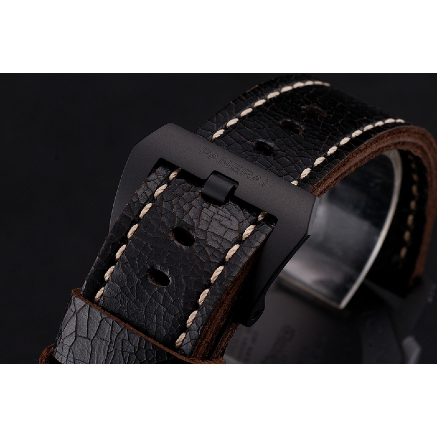 MiroTime Swiss Panerai Luminor Submersible 3 Days Black Dial Black Case Black Leather Strap