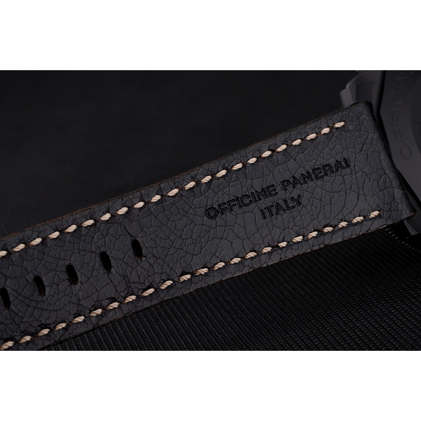 MiroTime Swiss Panerai Luminor Submersible 3 Days Black Dial Black Case Black Leather Strap