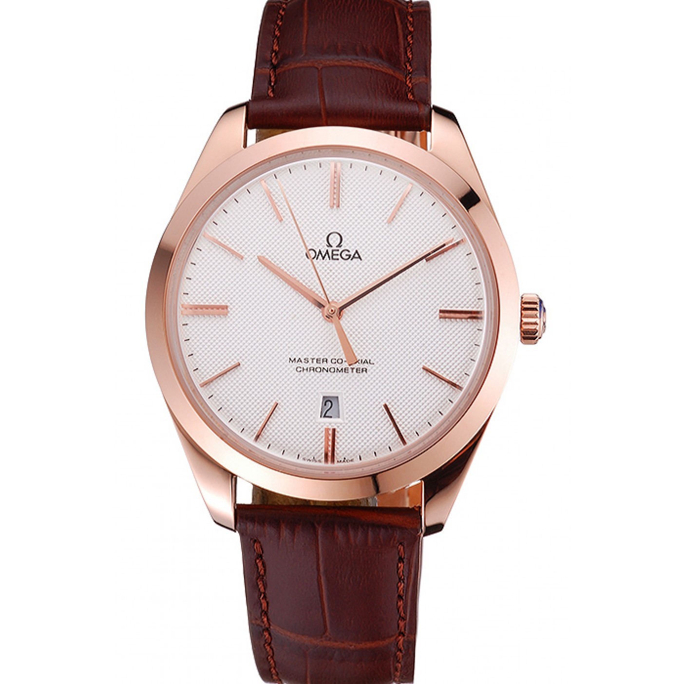 MiroTime Swiss Omega DeVille Tresor White Dial Gold Case Brown Leather Strap 622846