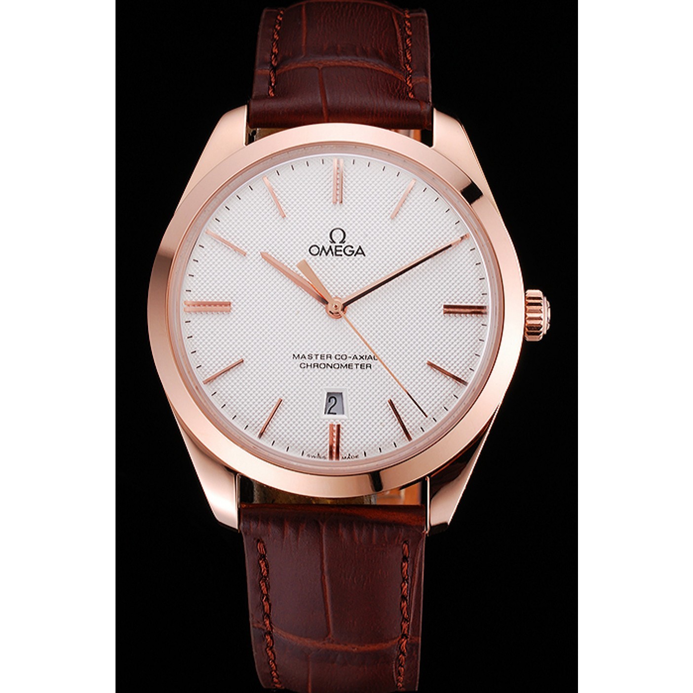 MiroTime Swiss Omega DeVille Tresor White Dial Gold Case Brown Leather Strap 622846