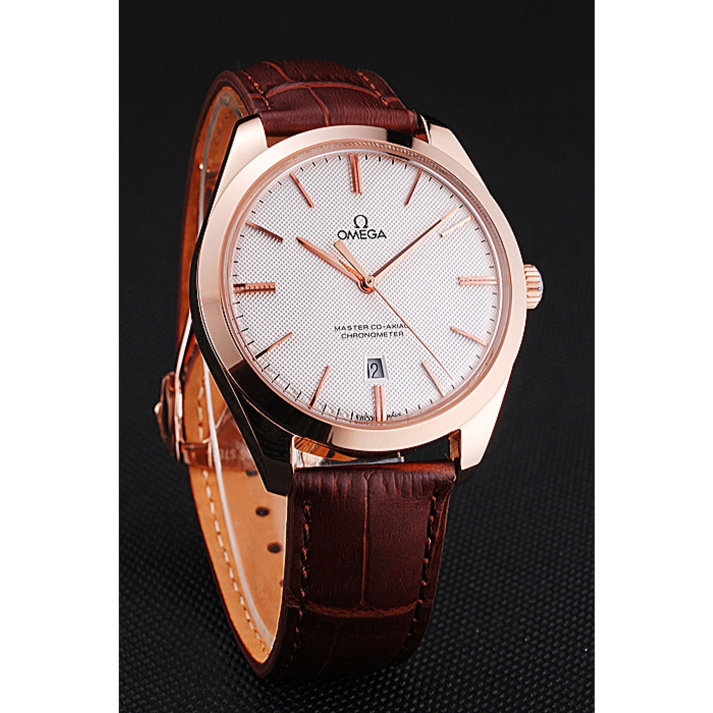 MiroTime Swiss Omega DeVille Tresor White Dial Gold Case Brown Leather Strap 622846