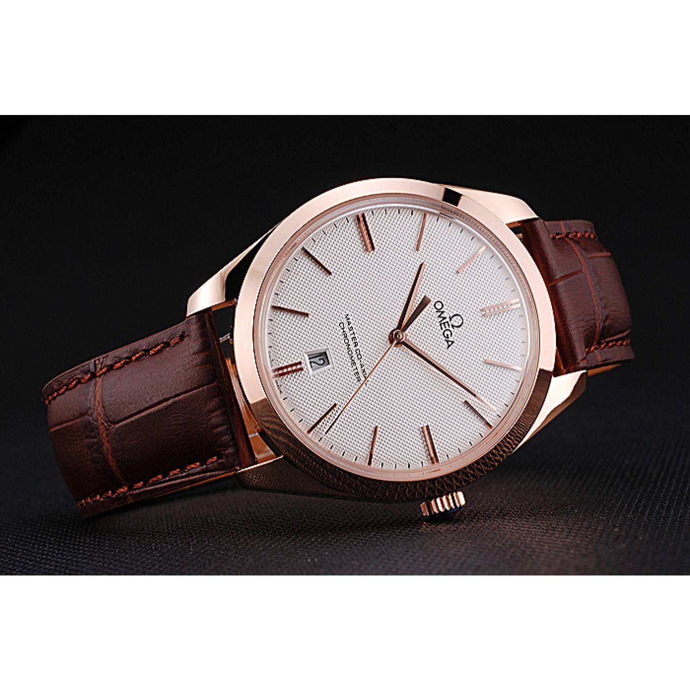 MiroTime Swiss Omega DeVille Tresor White Dial Gold Case Brown Leather Strap 622846