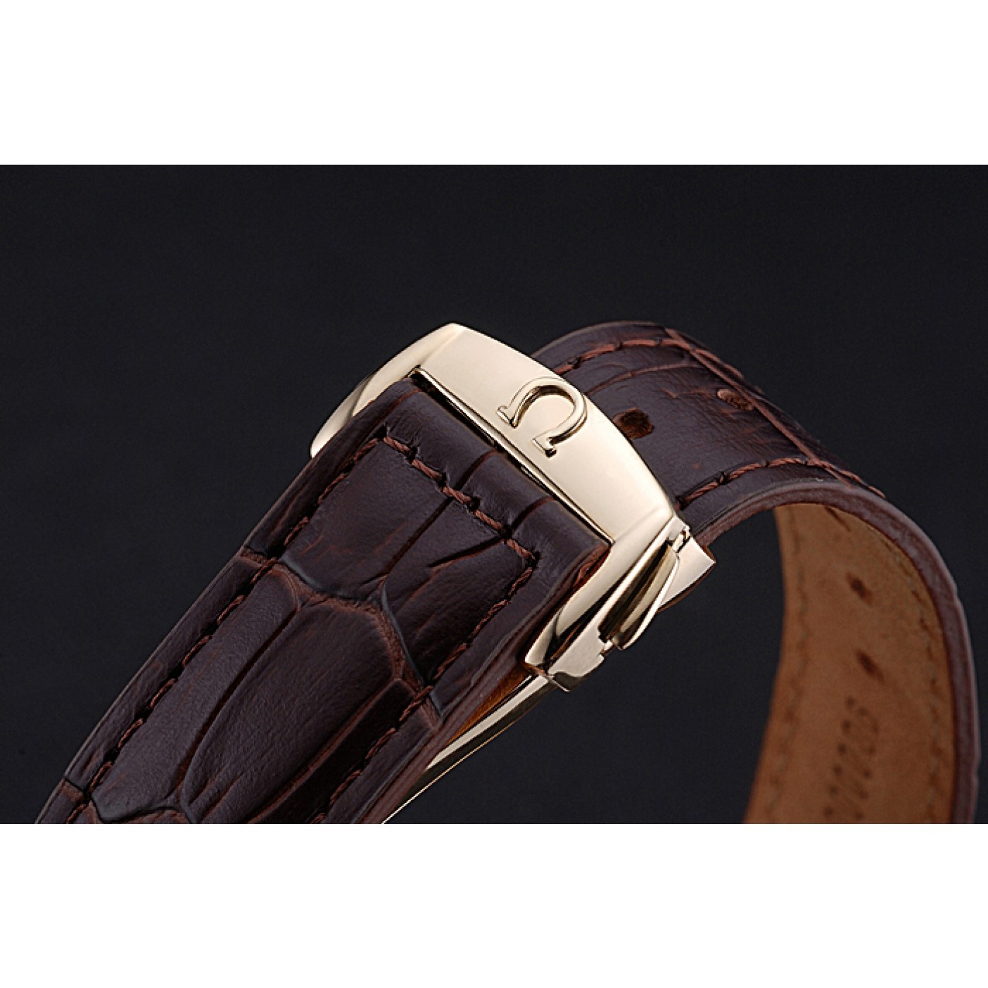 MiroTime Omega Seamaster Planet Ocean GMT White Dial Gold Case Brown Leather Band 622399