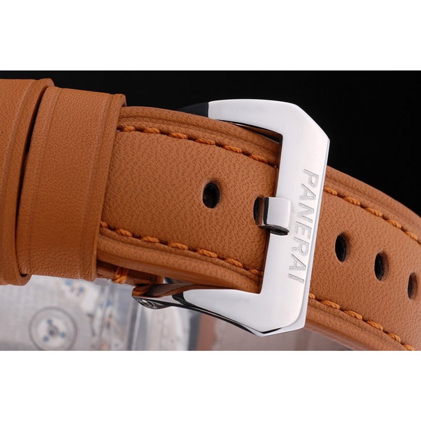 MiroTime Panerai Luminor Power Reserve Black Dial Steel Case Brown Leather Bracelet