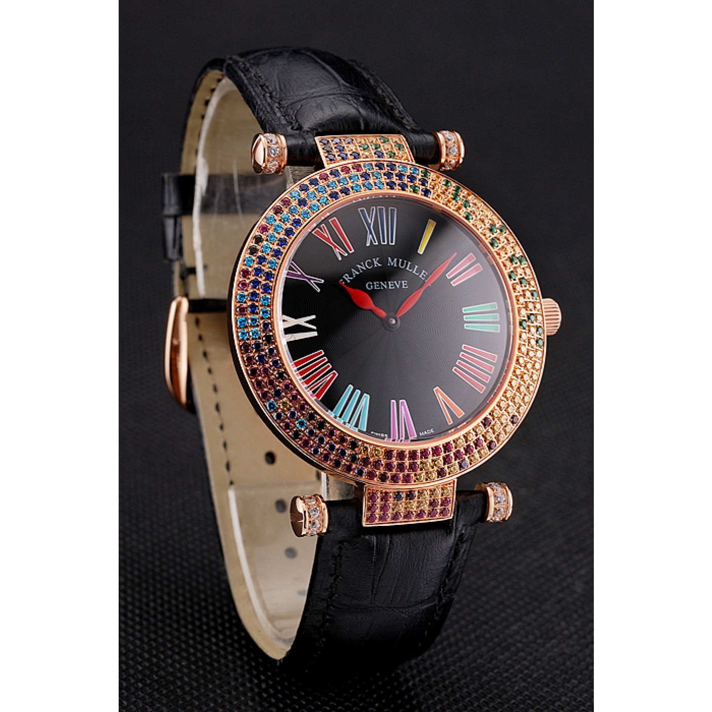 MiroTime Franck Muller Double Mistery 4 Saisons Black Dial Rose Gold Case Black Leather Strap