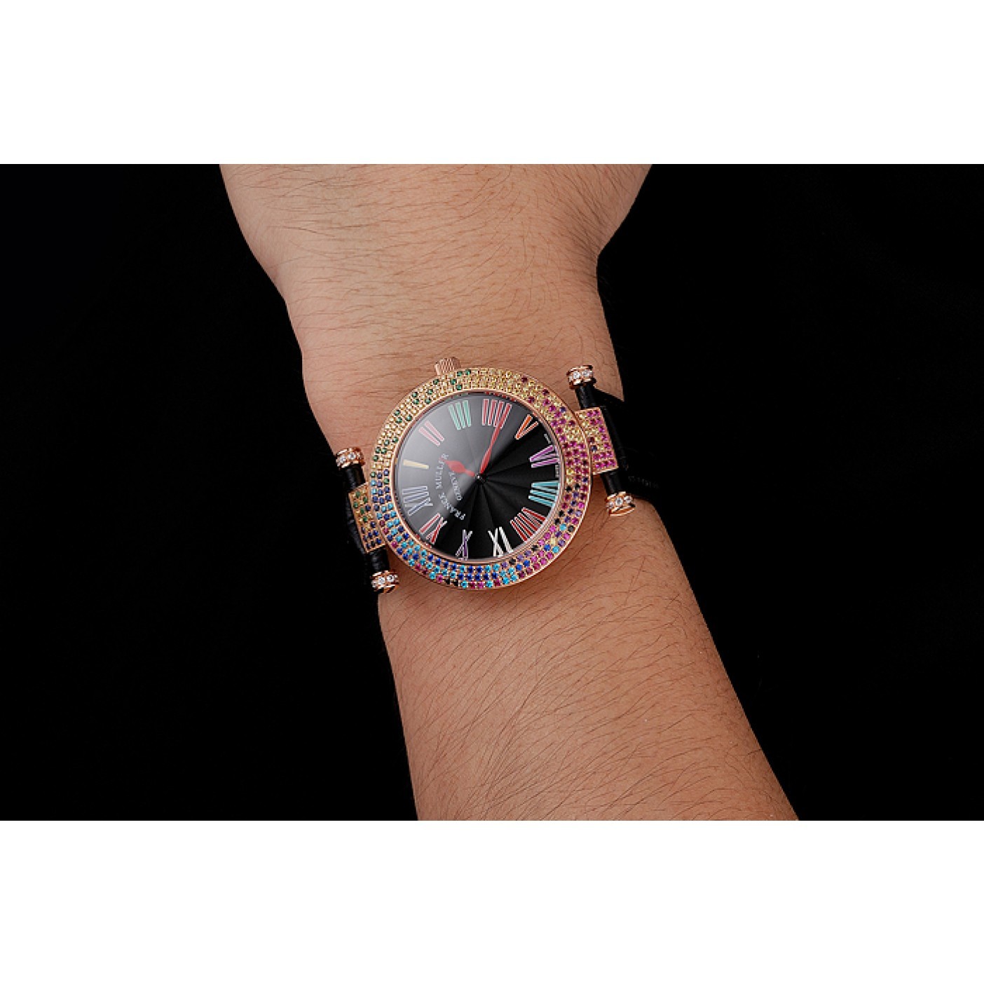 MiroTime Franck Muller Double Mistery 4 Saisons Black Dial Rose Gold Case Black Leather Strap