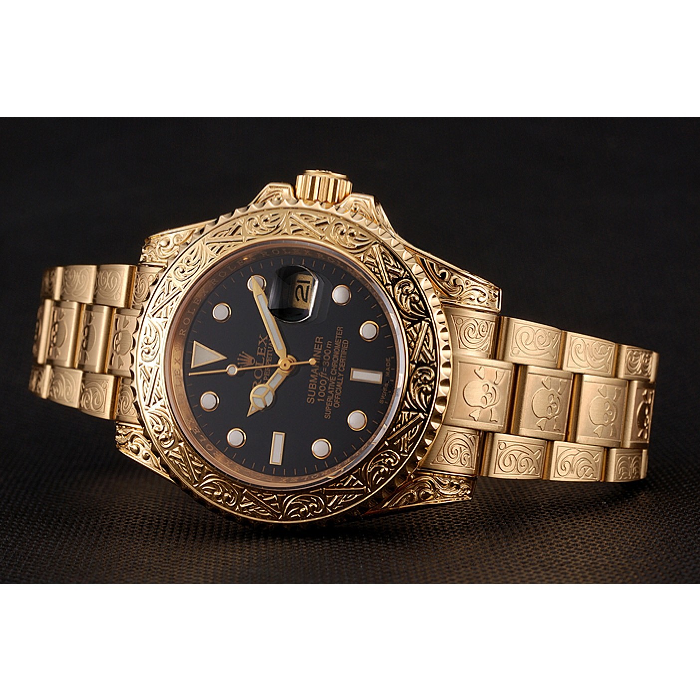 MiroTime Rolex Submariner Skull Limited Edition Black Dial Gold Case And Bracelet 1454071