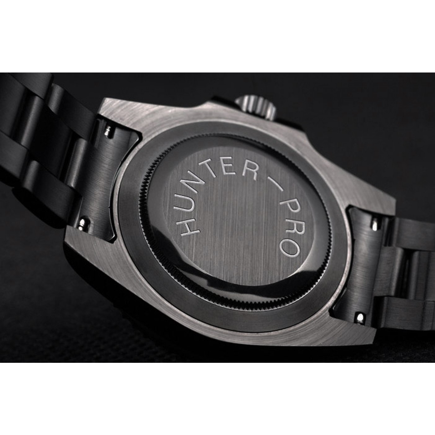 MiroTime Rolex Swiss Submariner Pro-Hunter Black Steel Strap Black Dial