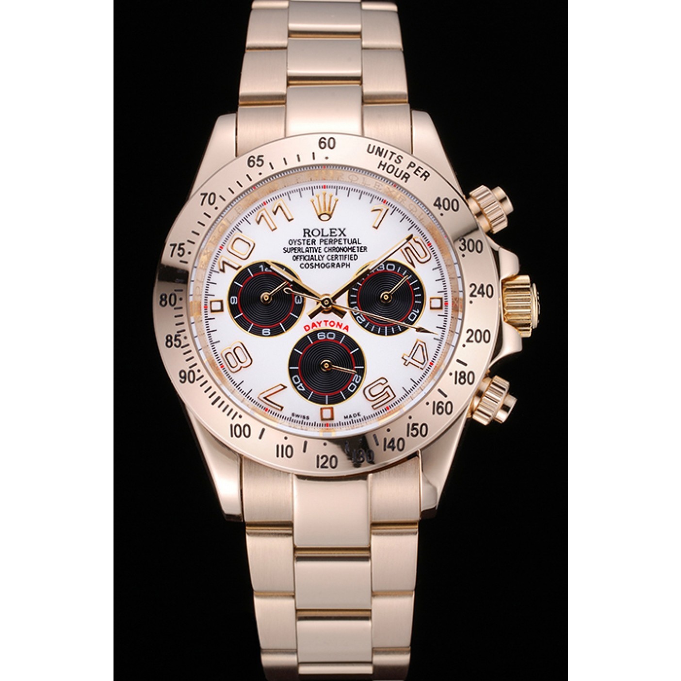 MiroTime Rolex Cosmograph Daytona White with Black Subdials Gold Bracelet 622548
