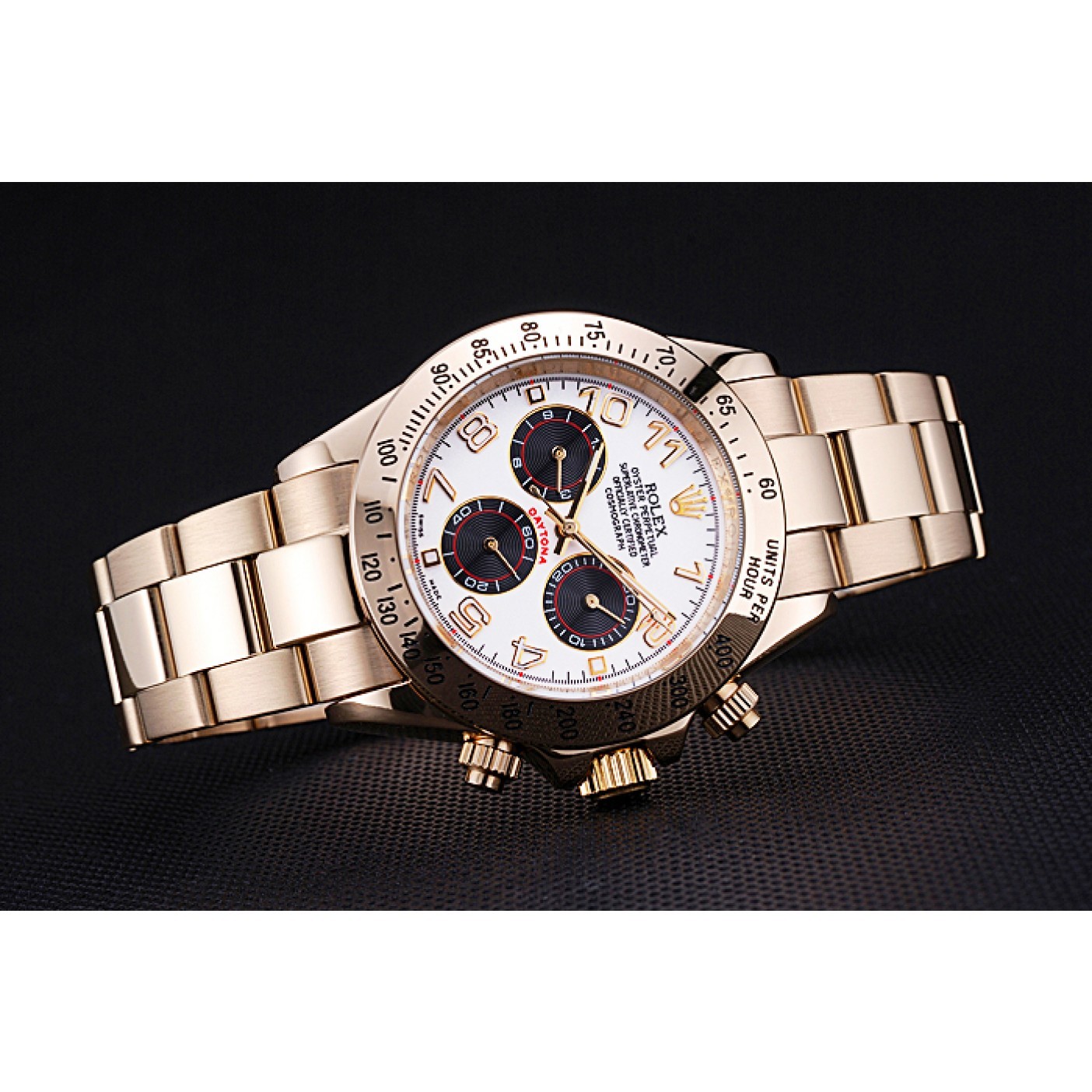 MiroTime Rolex Cosmograph Daytona White with Black Subdials Gold Bracelet 622548
