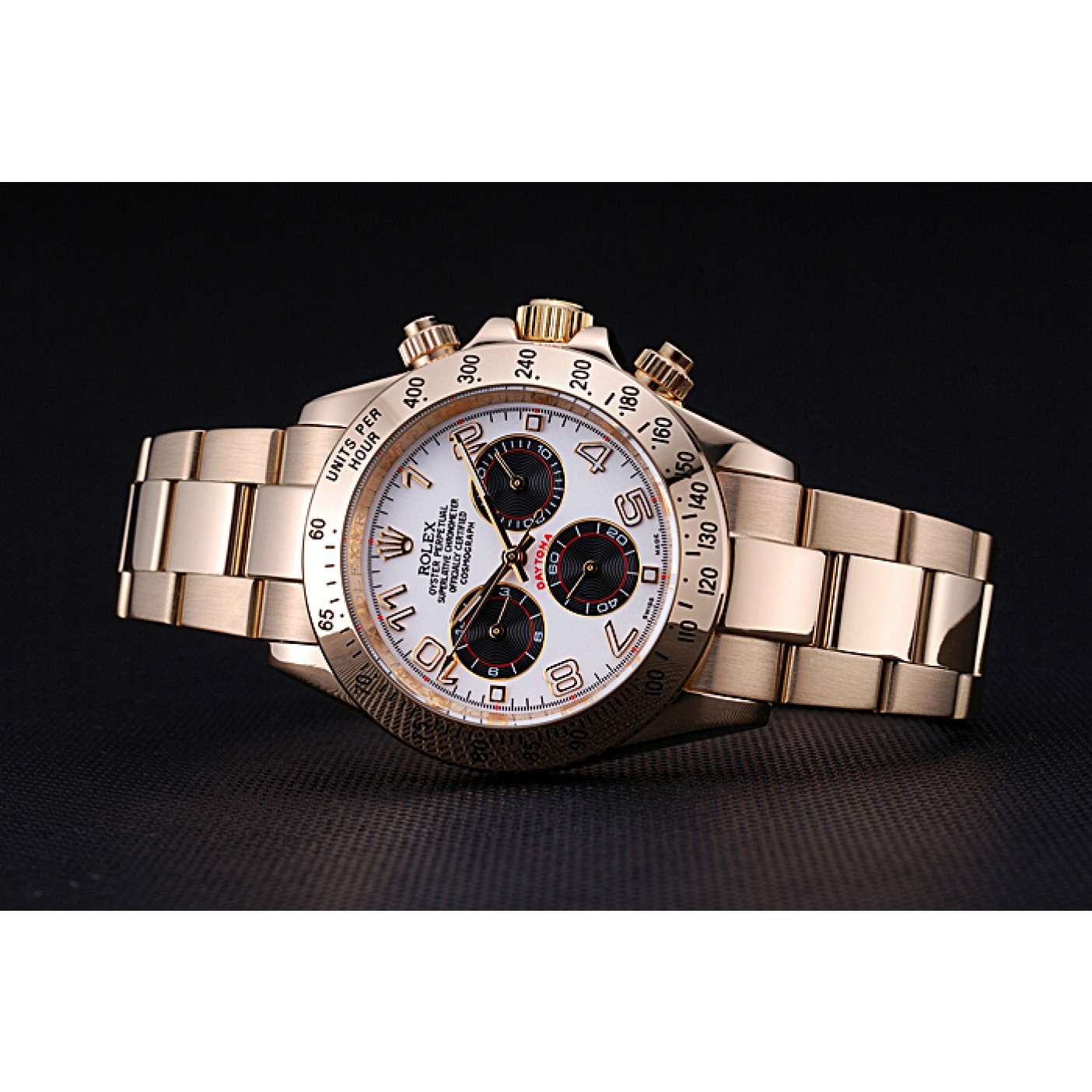MiroTime Rolex Cosmograph Daytona White with Black Subdials Gold Bracelet 622548
