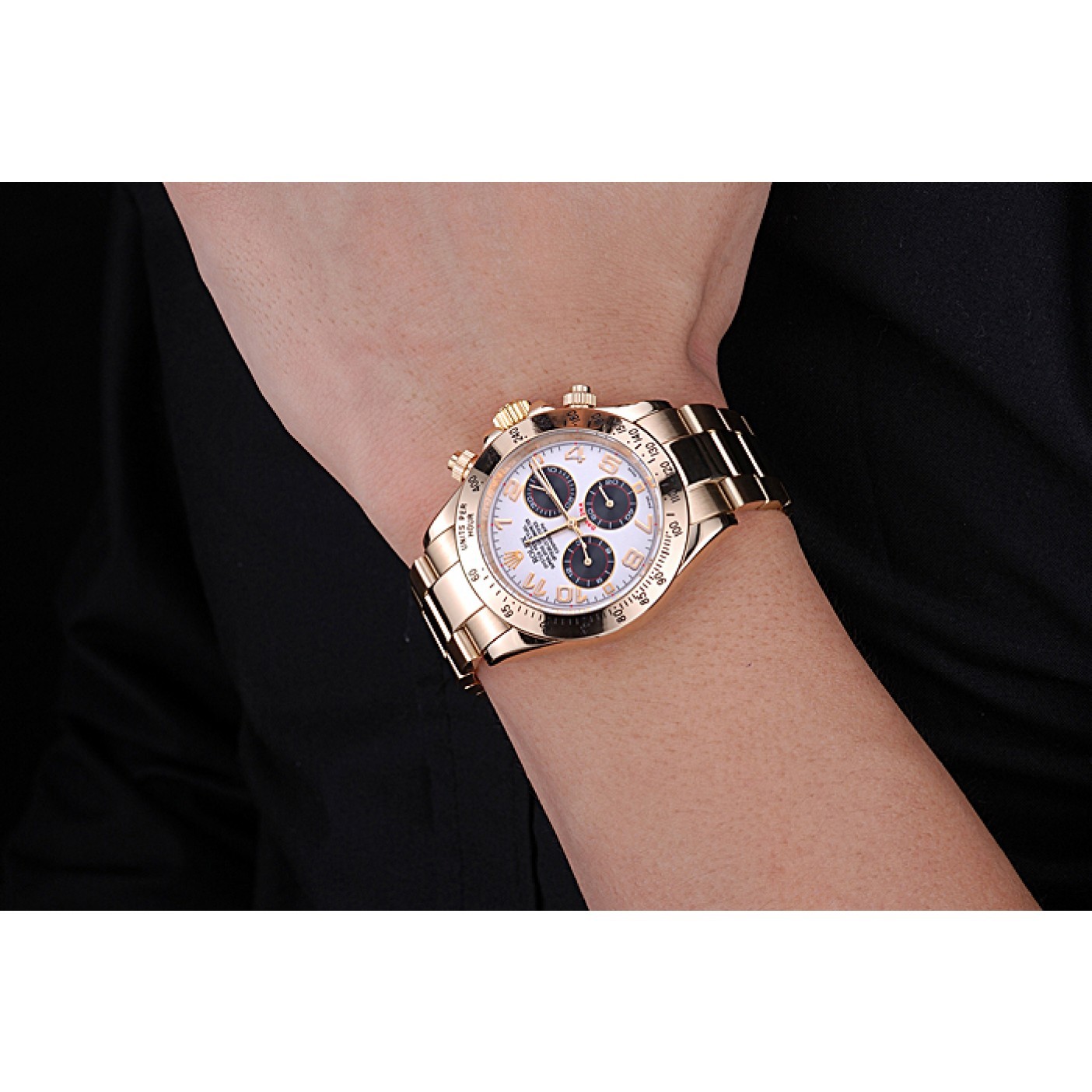 MiroTime Rolex Cosmograph Daytona White with Black Subdials Gold Bracelet 622548