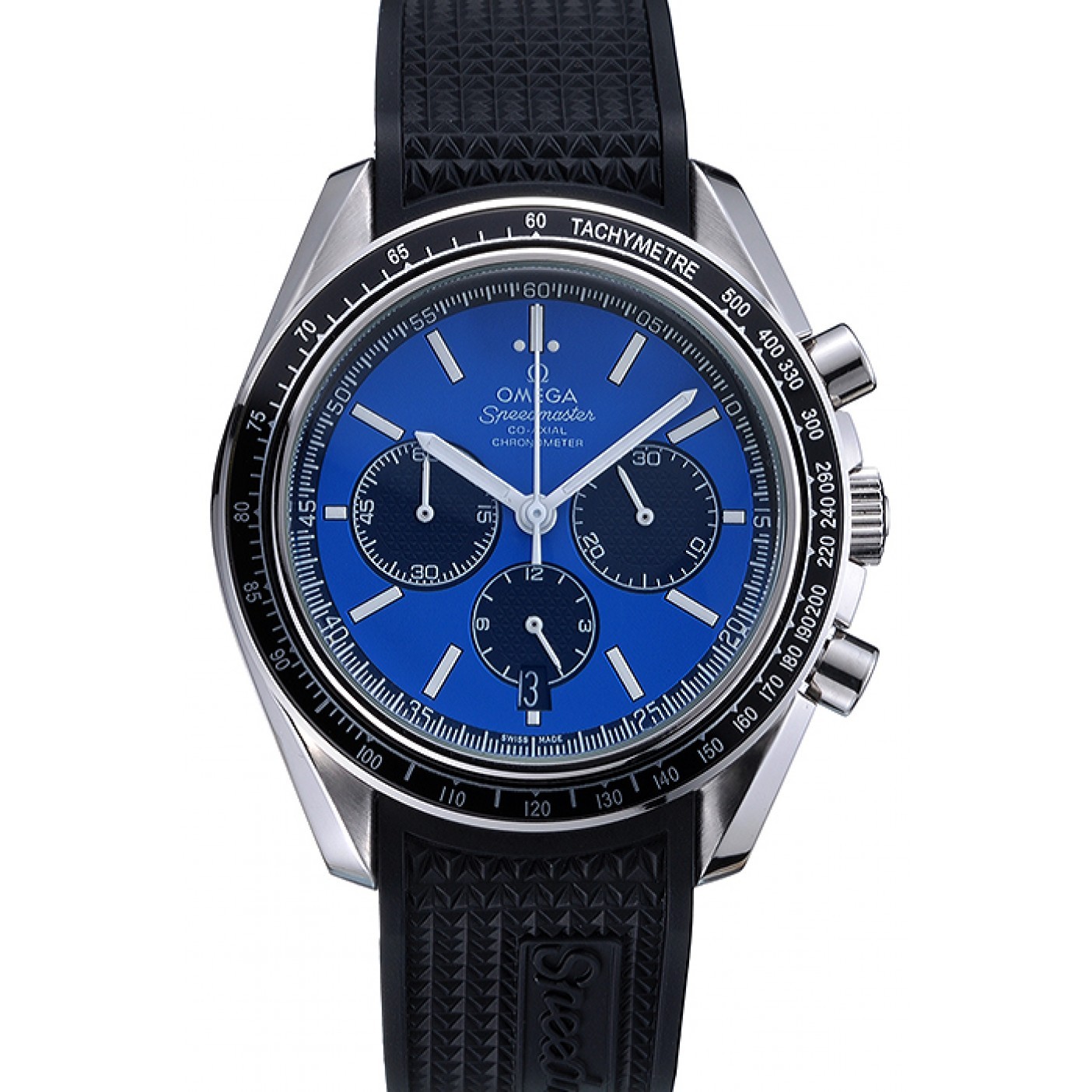 MiroTime Omega Speedmaster Black Rubber Strap Blue Dial 622043