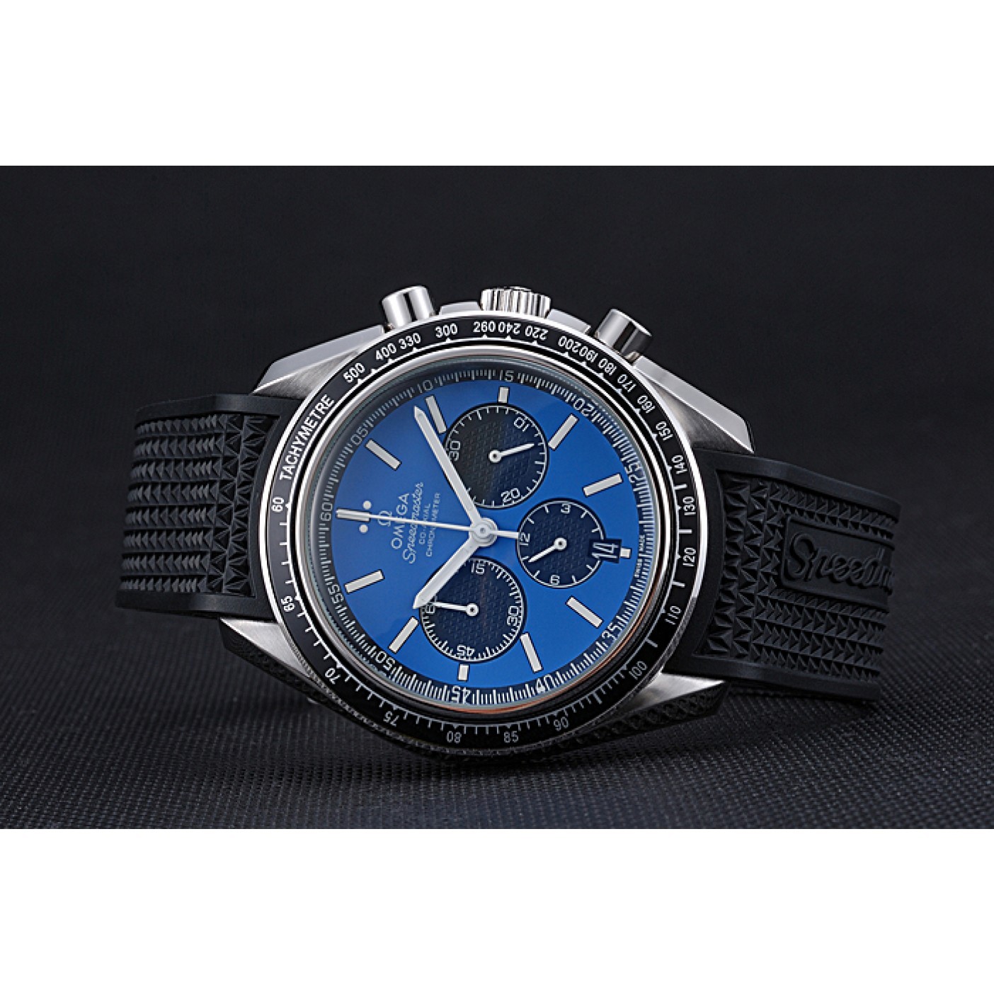 MiroTime Omega Speedmaster Black Rubber Strap Blue Dial 622043