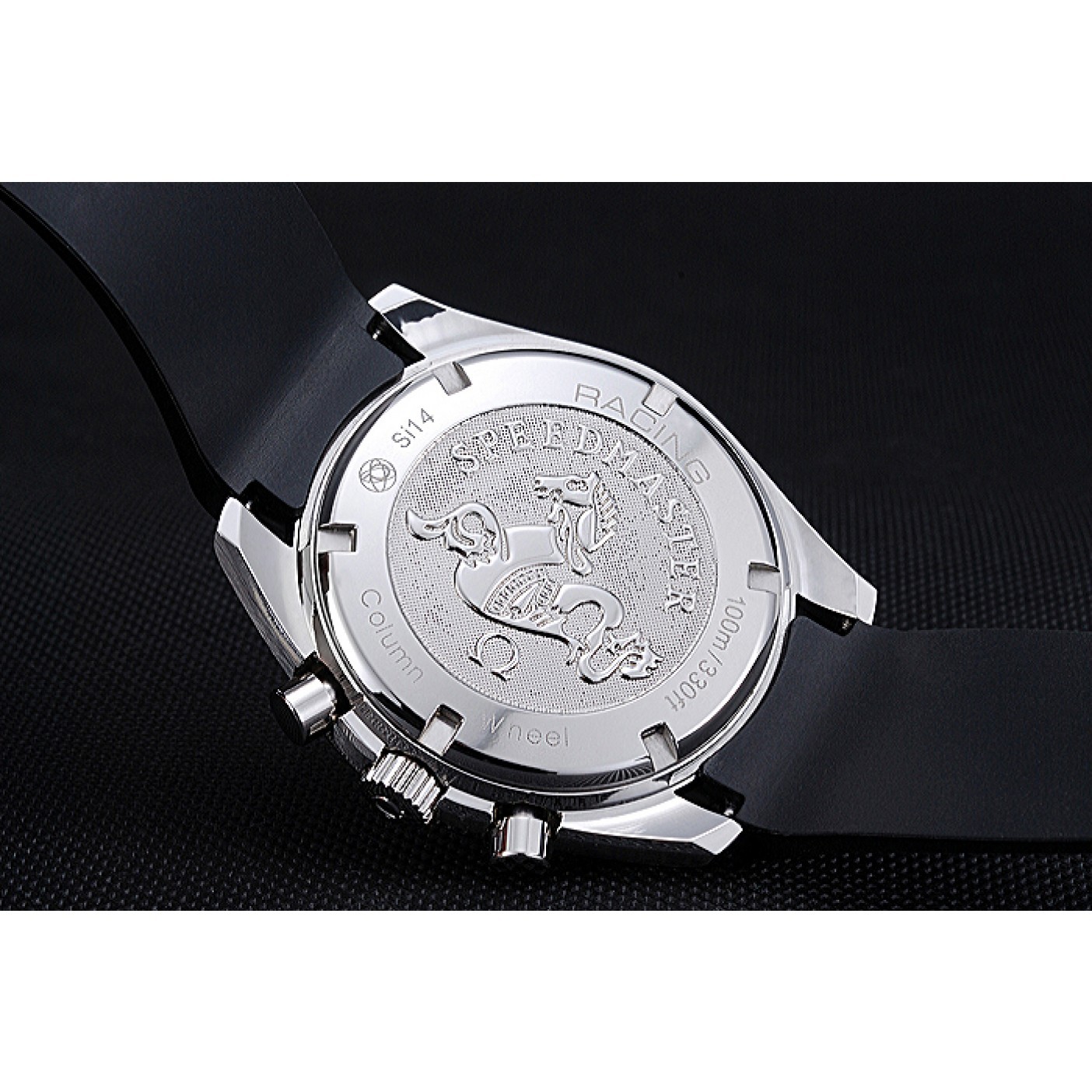 MiroTime Omega Speedmaster Black Rubber Strap Blue Dial 622043