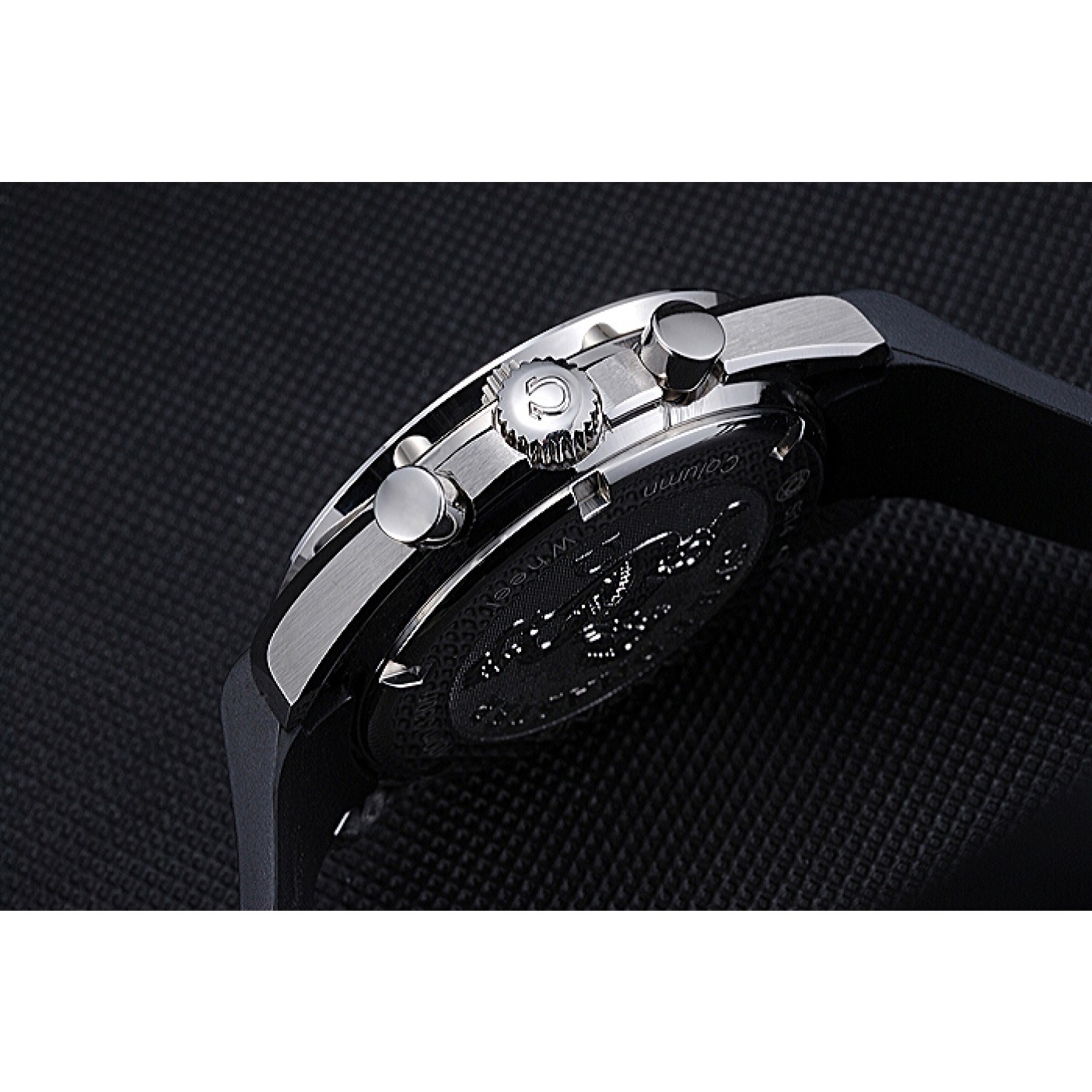 MiroTime Omega Speedmaster Black Rubber Strap Blue Dial 622043