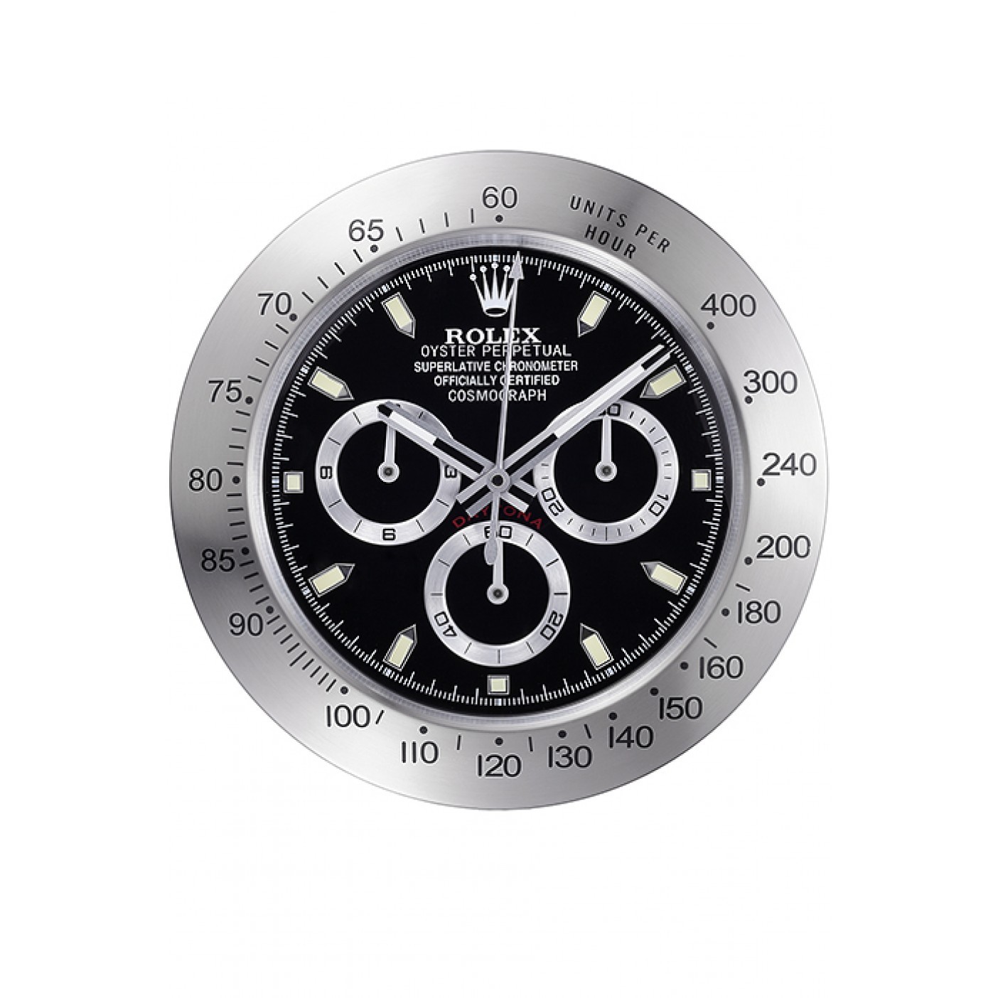 MiroTime Rolex Daytona Cosmograph Wall Clock Silver-Black 621909
