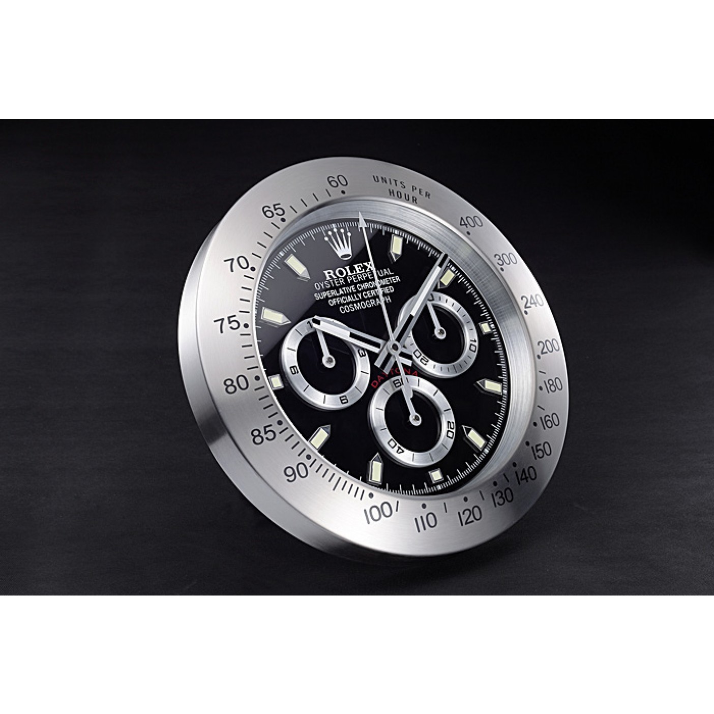 MiroTime Rolex Daytona Cosmograph Wall Clock Silver-Black 621909