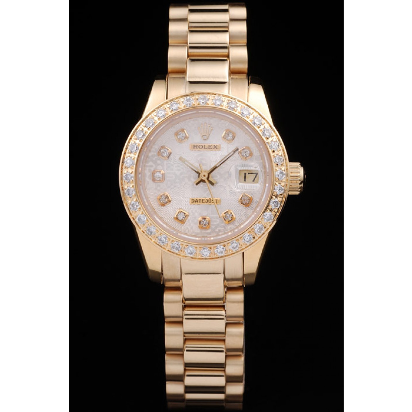 MiroTime Rolex Datejust 18k Yellow Gold Plated Stainless Steel Diamond Plated 98076