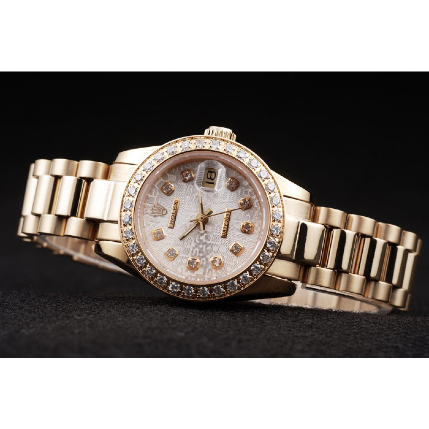 MiroTime Rolex Datejust 18k Yellow Gold Plated Stainless Steel Diamond Plated 98076
