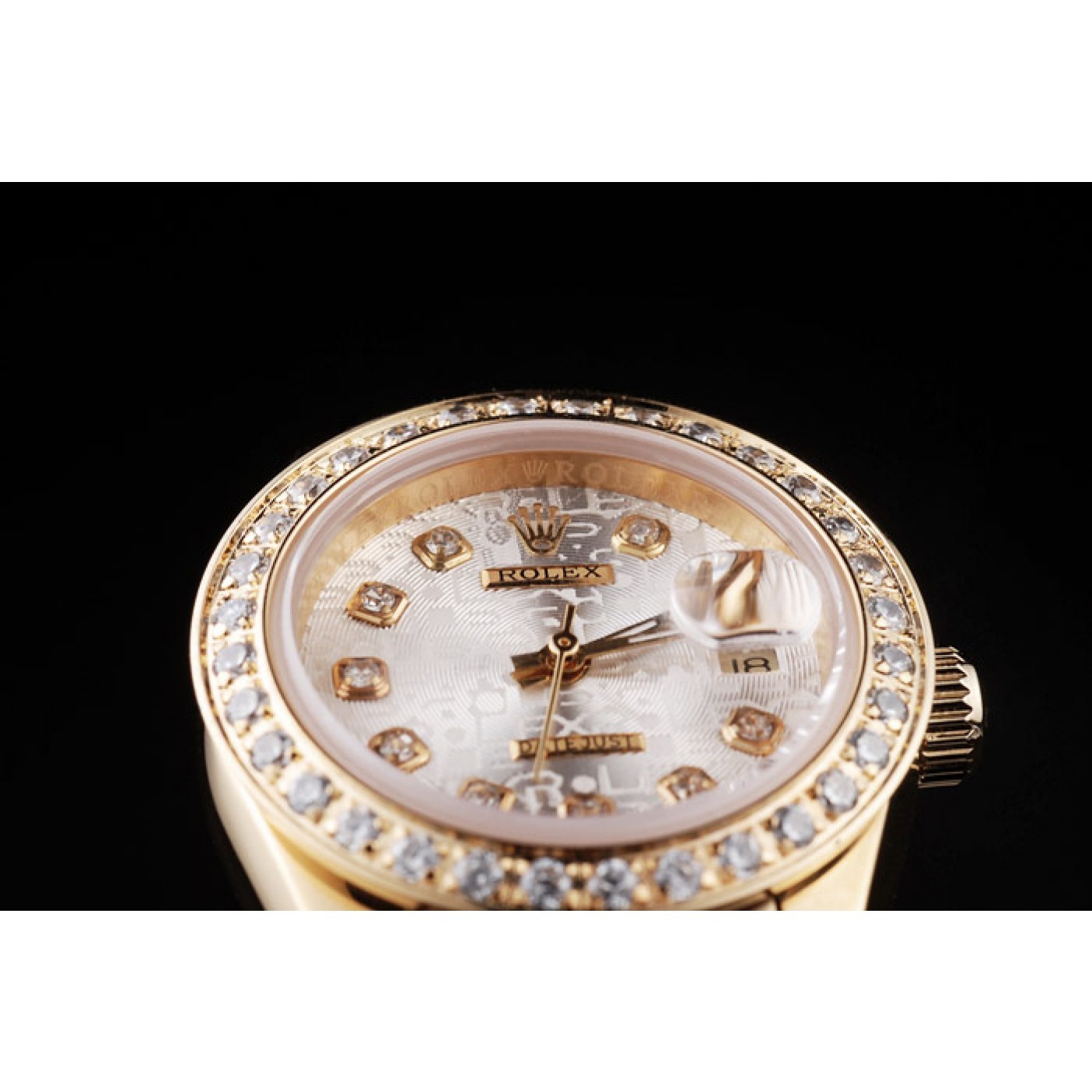 MiroTime Rolex Datejust 18k Yellow Gold Plated Stainless Steel Diamond Plated 98076