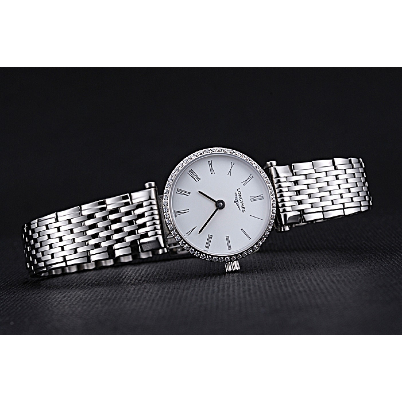 MiroTime Longines La Grande Classique Stainless Steel White Dial Diamond Bezel Femme 622110