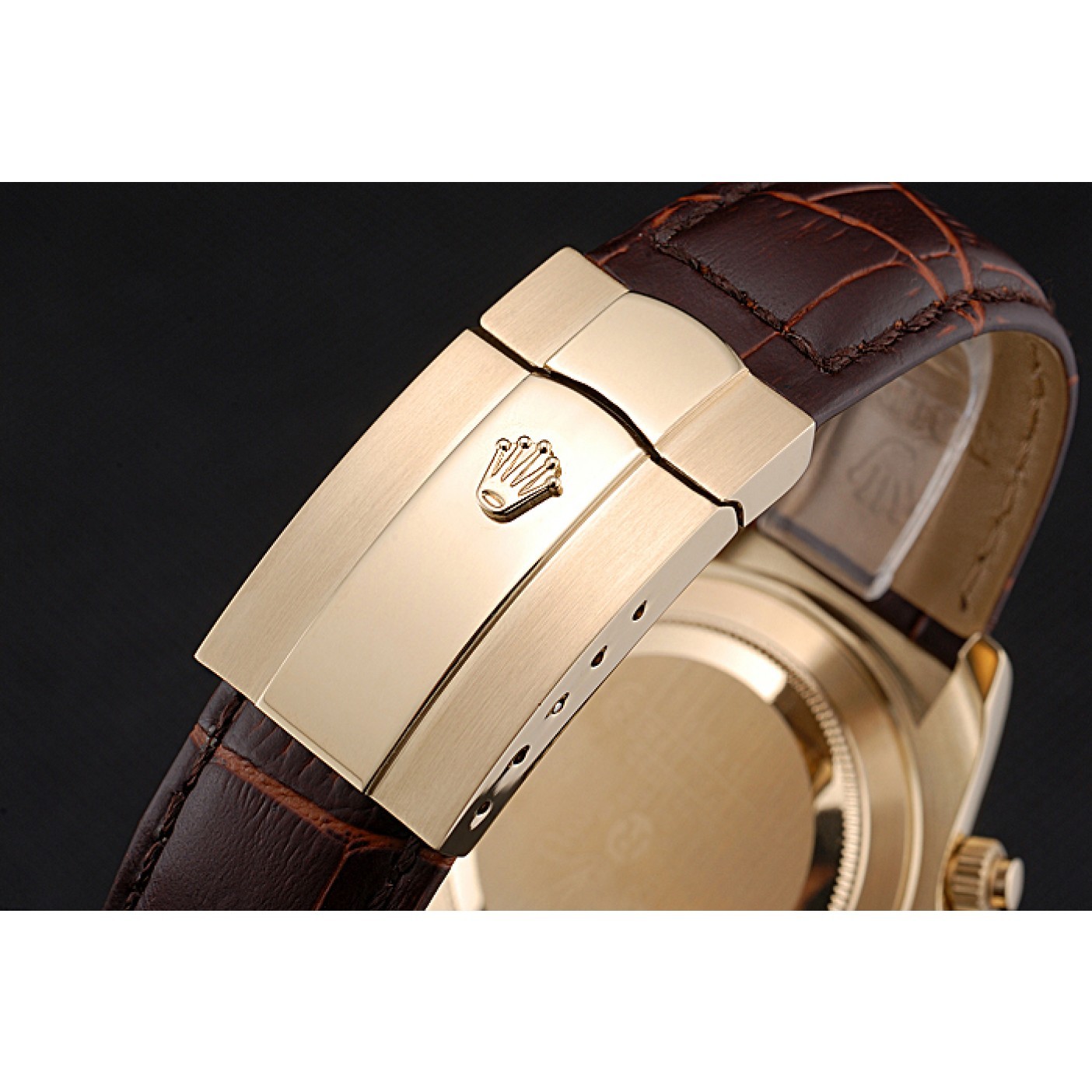 MiroTime Rolex Cosmograph Daytona Gold Case White Dial Brown Leather Bracelet 622633