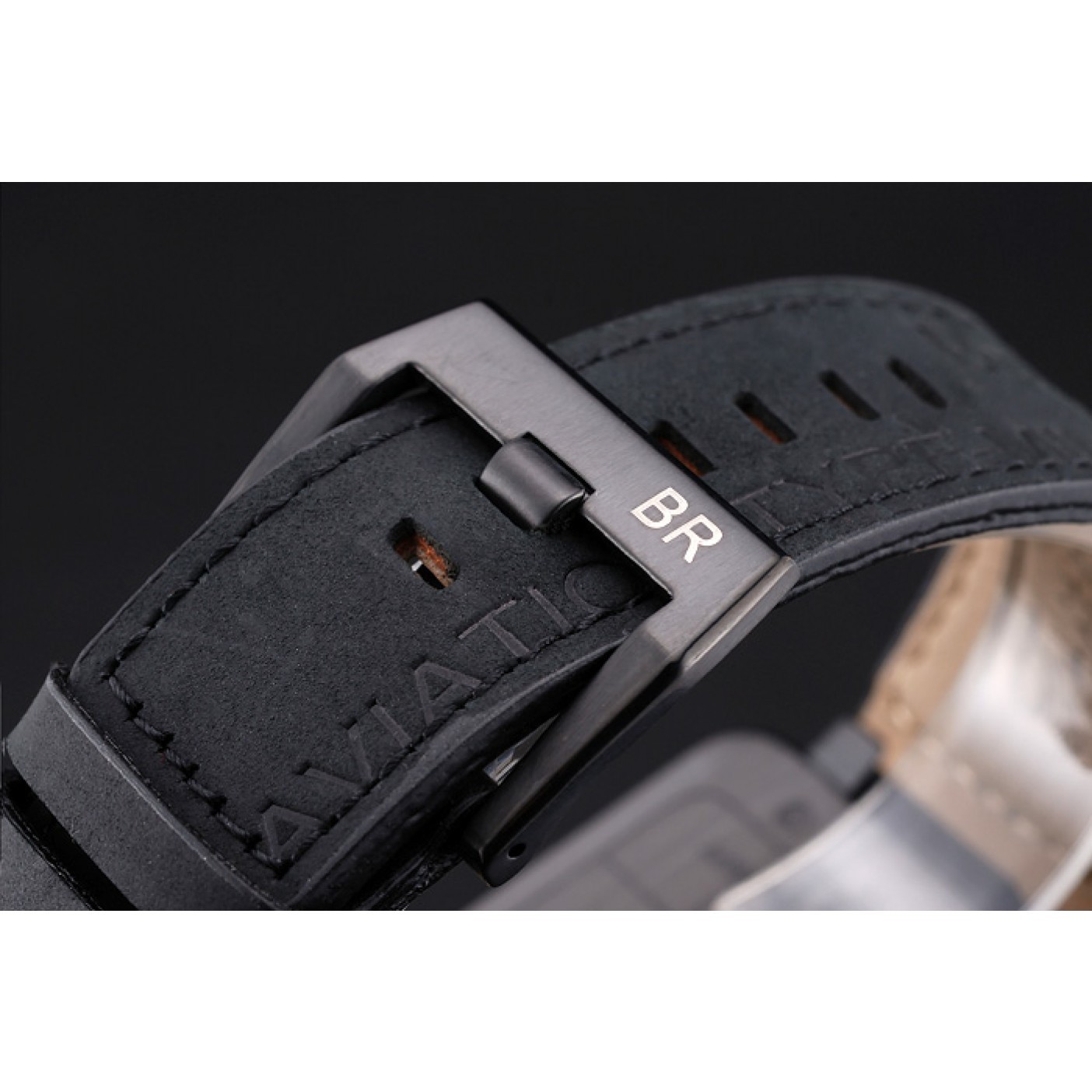 MiroTime Bell and Ross BR 03-94 Black Dial White Numerals Silver Case Brown Leather Strap