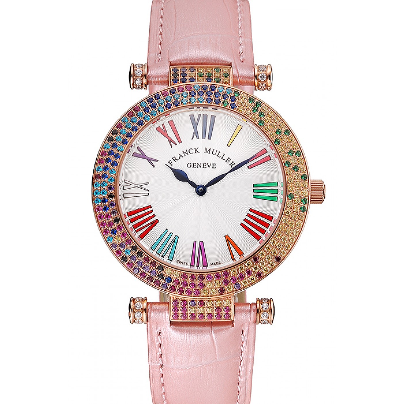 MiroTime Franck Muller Double Mistery 4 Saisons White Dial Rose Gold Case Light Pink Leather Strap