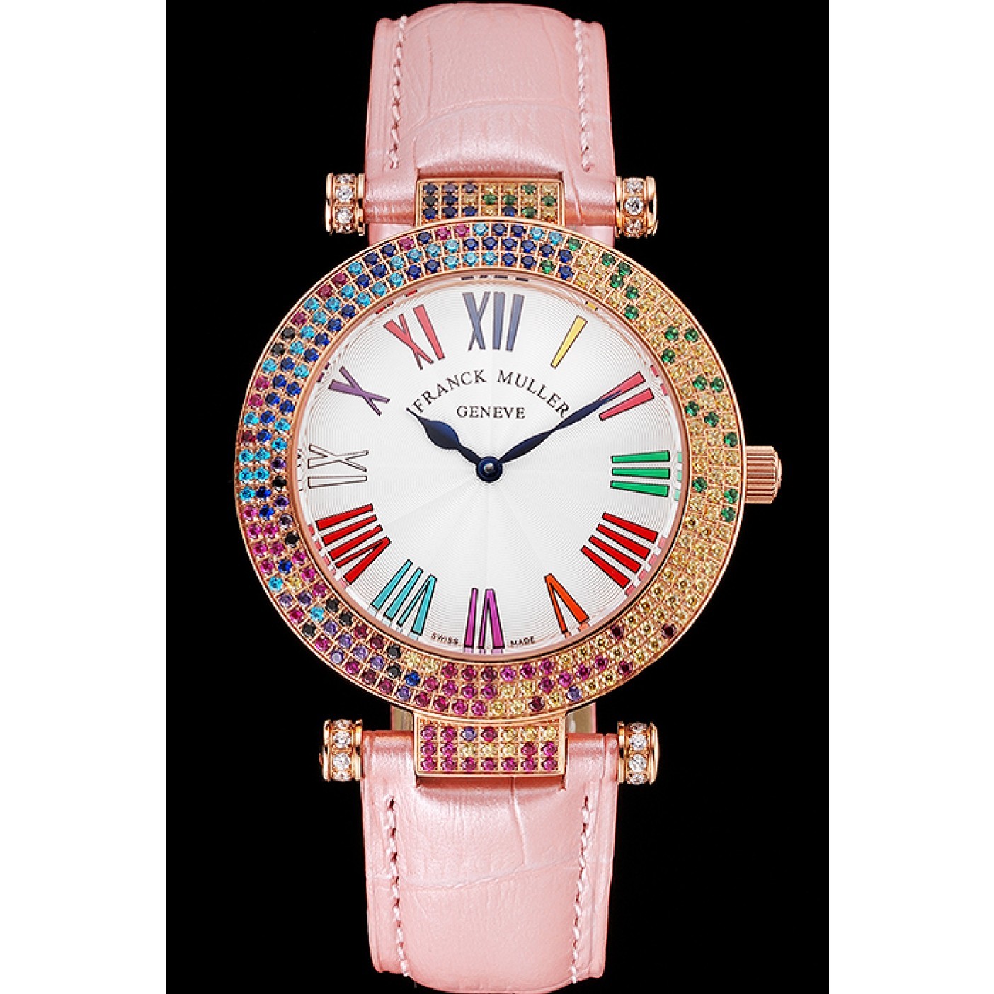 MiroTime Franck Muller Double Mistery 4 Saisons White Dial Rose Gold Case Light Pink Leather Strap