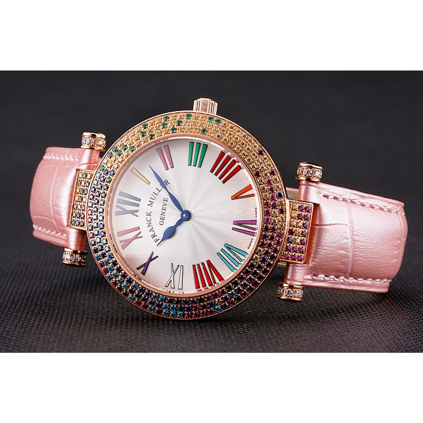 MiroTime Franck Muller Double Mistery 4 Saisons White Dial Rose Gold Case Light Pink Leather Strap