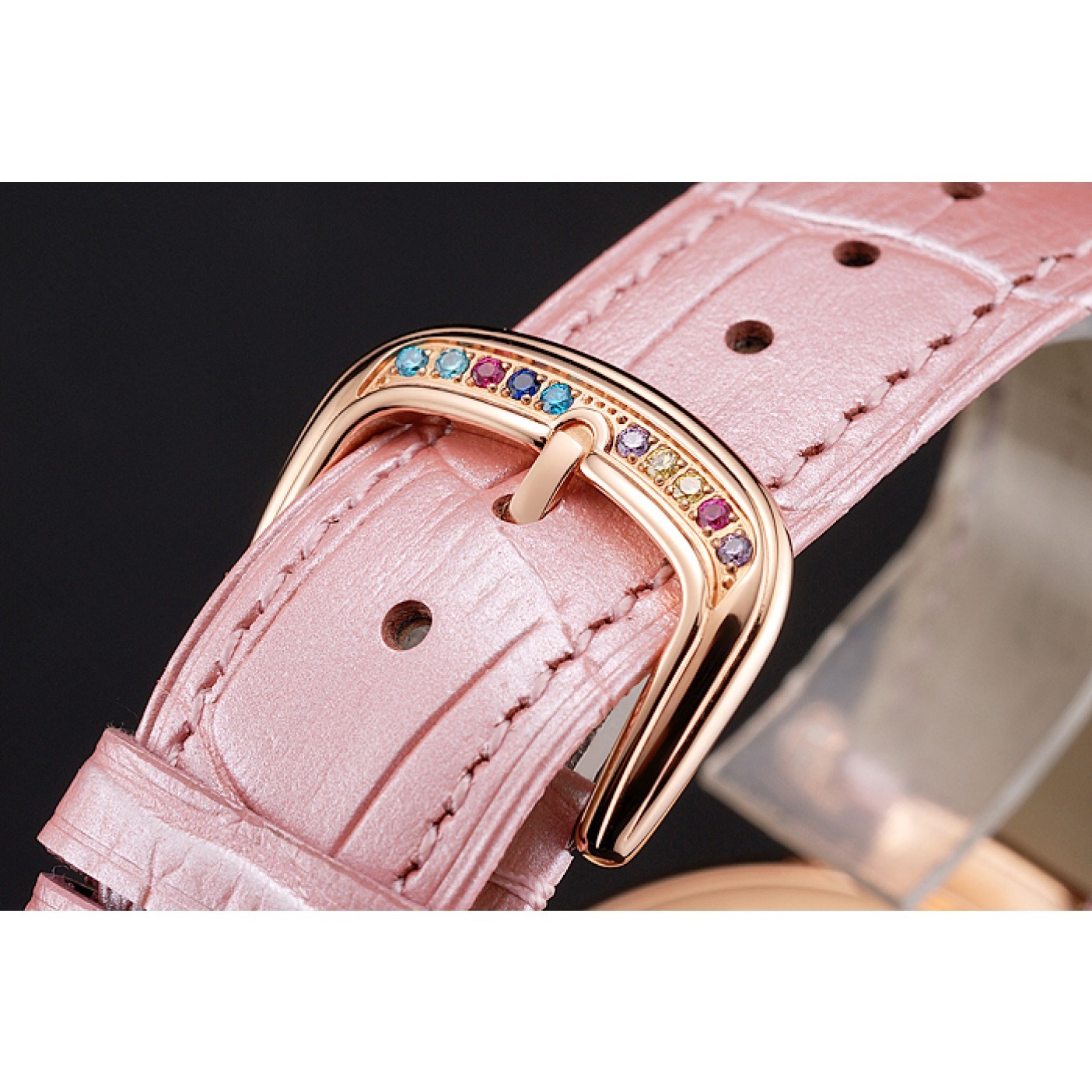 MiroTime Franck Muller Double Mistery 4 Saisons White Dial Rose Gold Case Light Pink Leather Strap