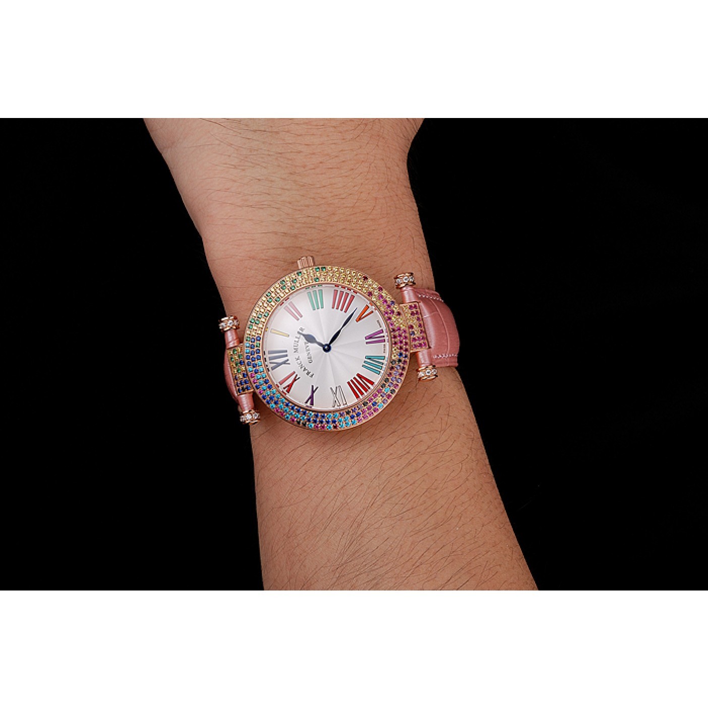 MiroTime Franck Muller Double Mistery 4 Saisons White Dial Rose Gold Case Light Pink Leather Strap