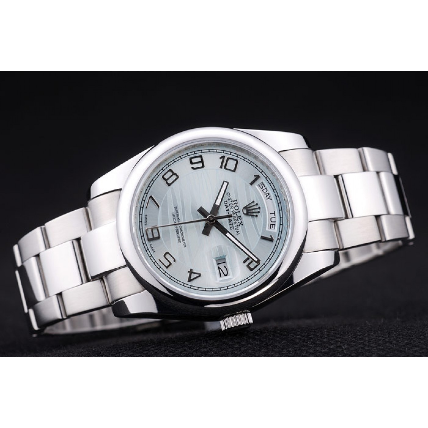 MiroTime Rolex DayDate Polished Silver Bezel White Dial 7470