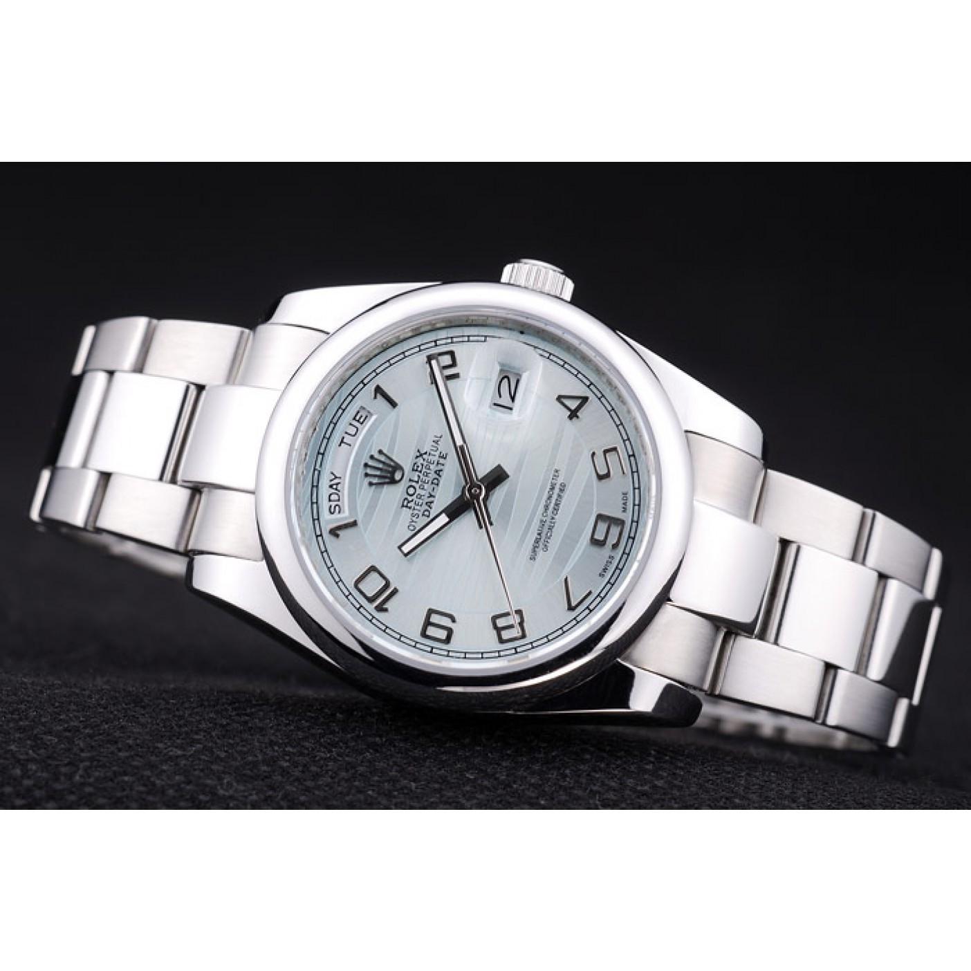 MiroTime Rolex DayDate Polished Silver Bezel White Dial 7470
