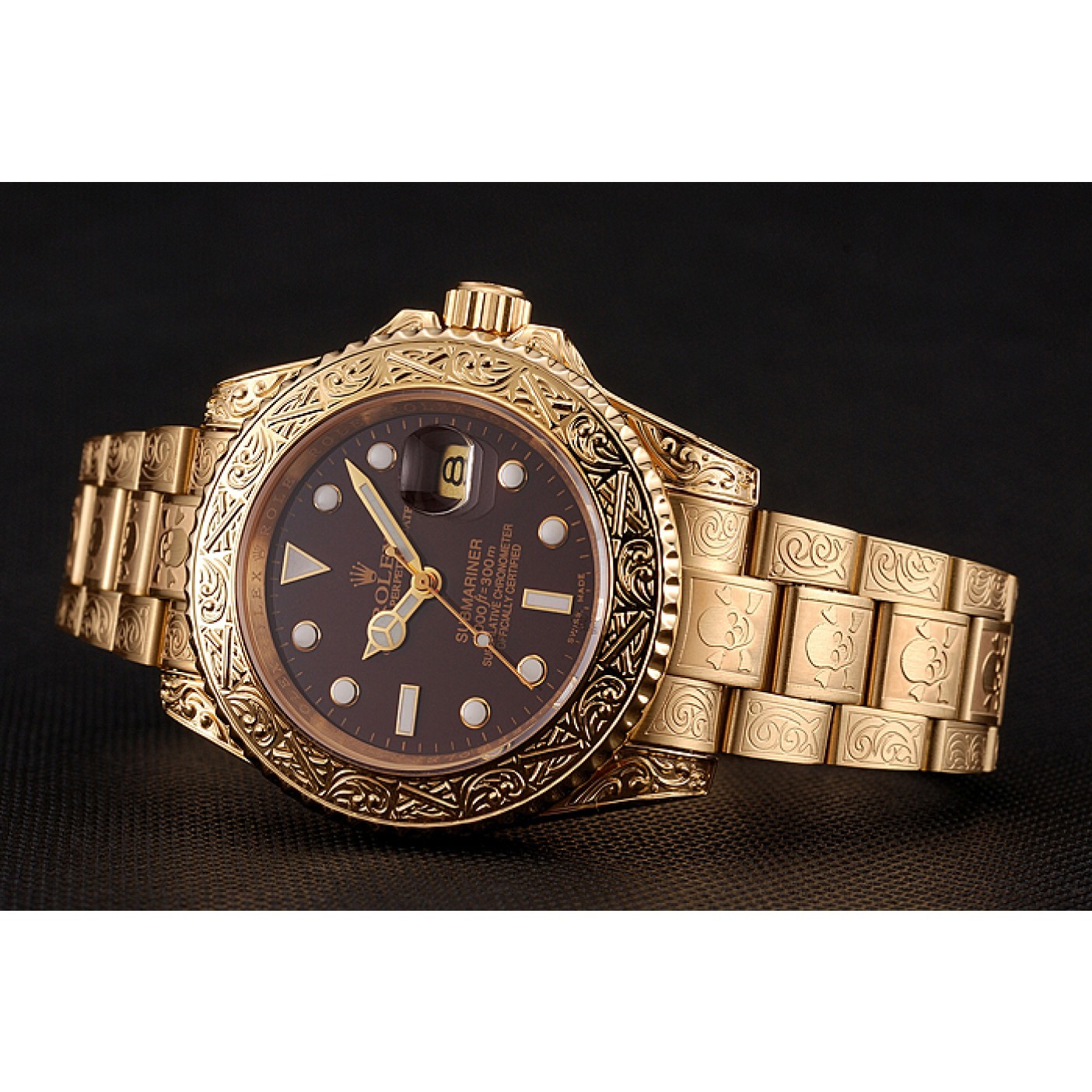 MiroTime Rolex Submariner Skull Limited Edition Brown Dial Gold Case And Bracelet 1454070