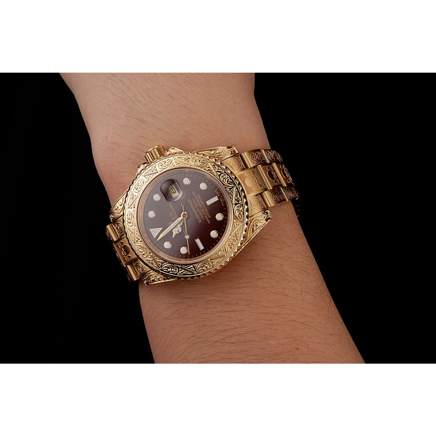 MiroTime Rolex Submariner Skull Limited Edition Brown Dial Gold Case And Bracelet 1454070