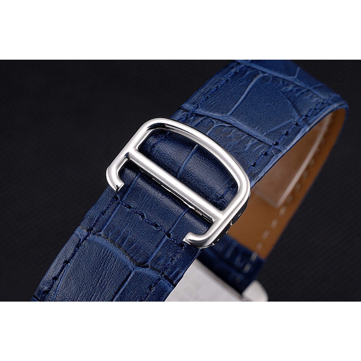 MiroTime Cartier Tank MC Blue Dial Stainless Steel Case Blue Leather Bracelet 622691