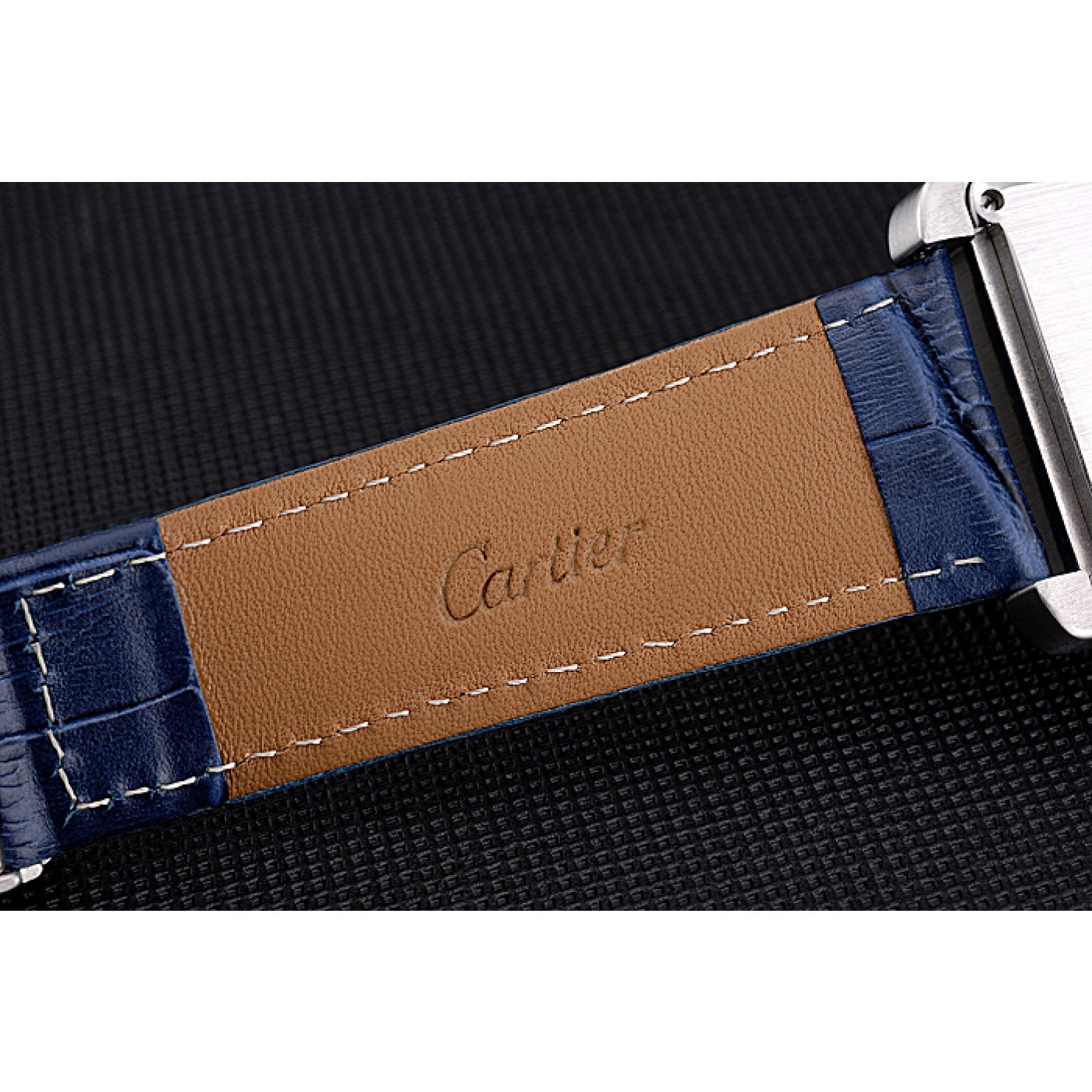 MiroTime Cartier Tank MC Blue Dial Stainless Steel Case Blue Leather Bracelet 622691
