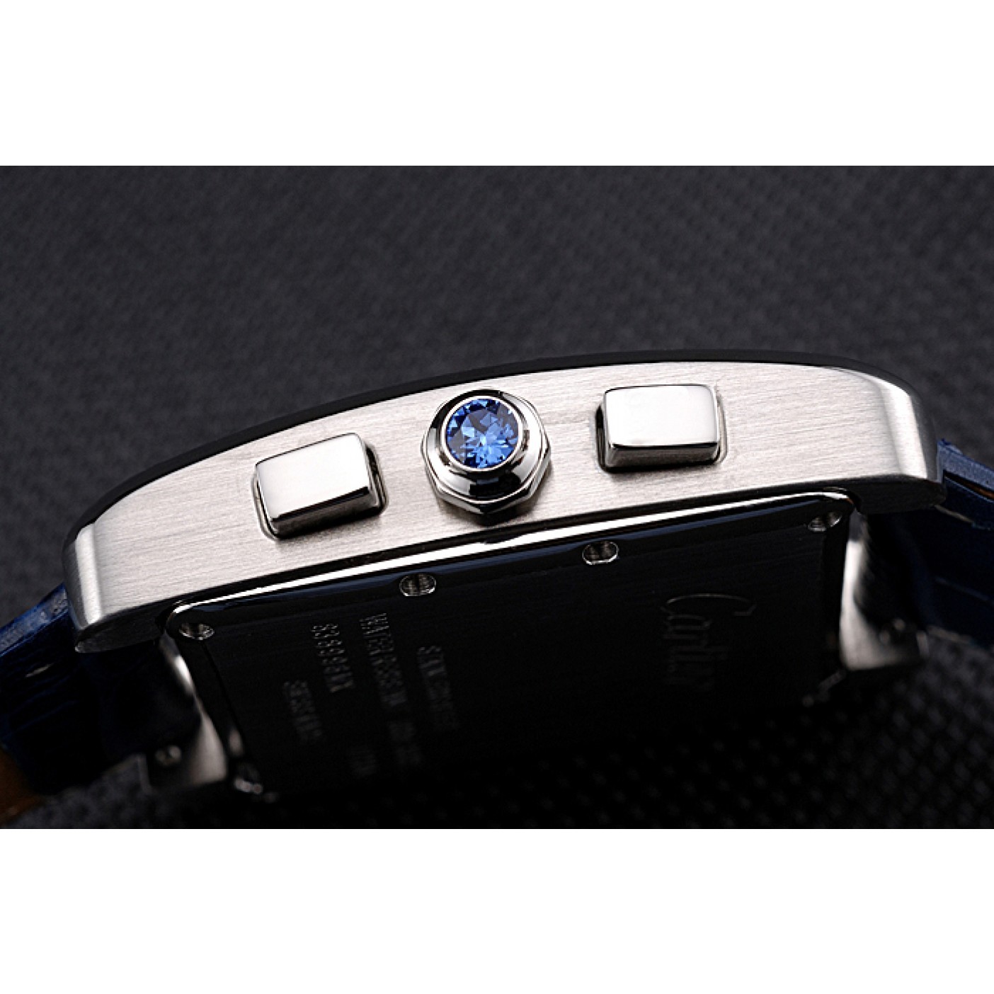 MiroTime Cartier Tank MC Blue Dial Stainless Steel Case Blue Leather Bracelet 622691