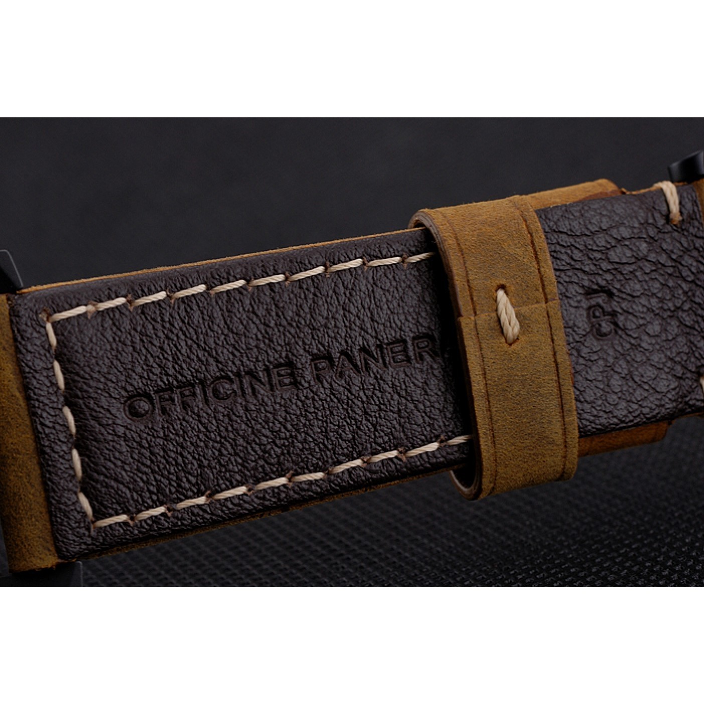 MiroTime Swiss Panerai Luminor Ceramica Flyback Chronograph Black Dial Black Case Brown Leather Strap