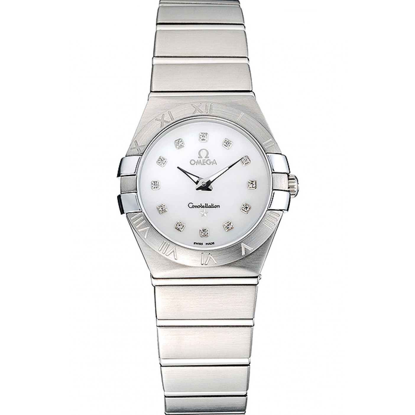 MiroTime Swiss Lady Omega Constellation Stainless Steel Bracelet Silver Dial 80290