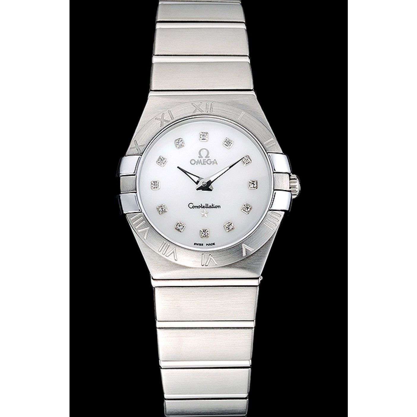 MiroTime Swiss Lady Omega Constellation Stainless Steel Bracelet Silver Dial 80290