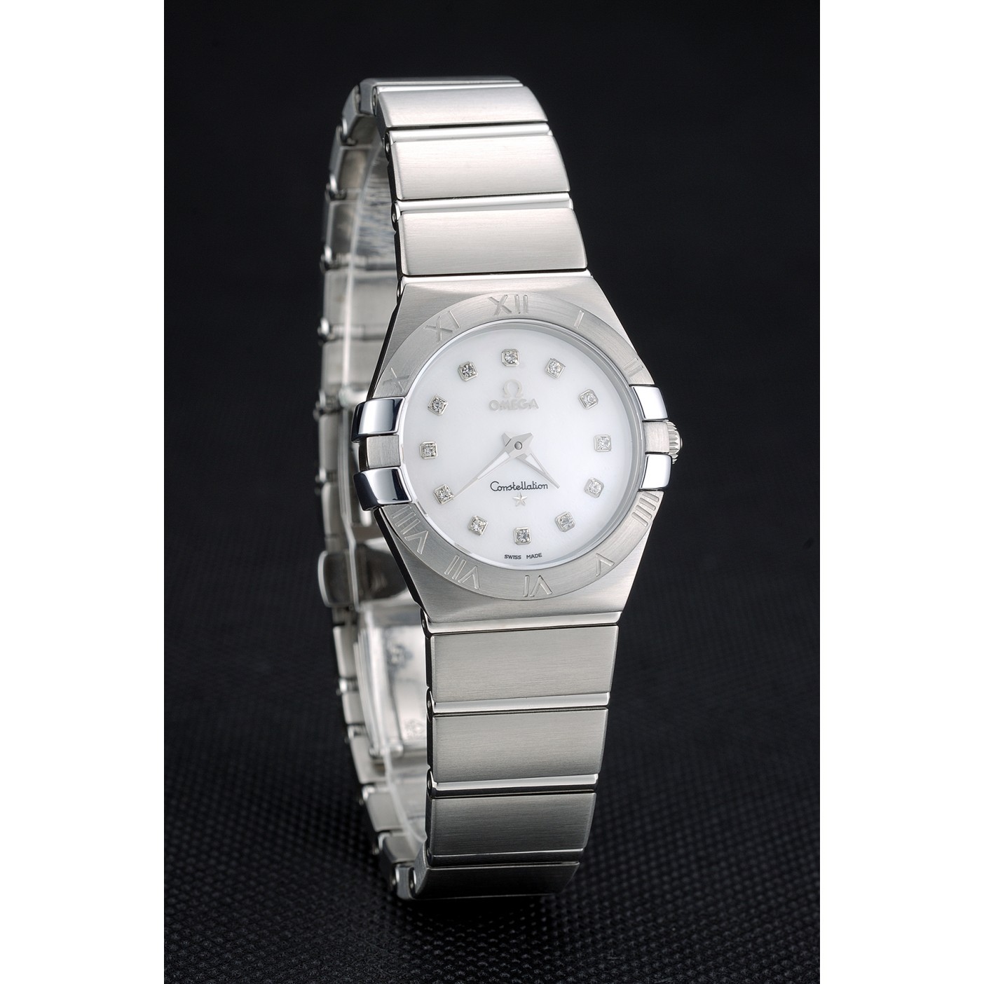 MiroTime Swiss Lady Omega Constellation Stainless Steel Bracelet Silver Dial 80290