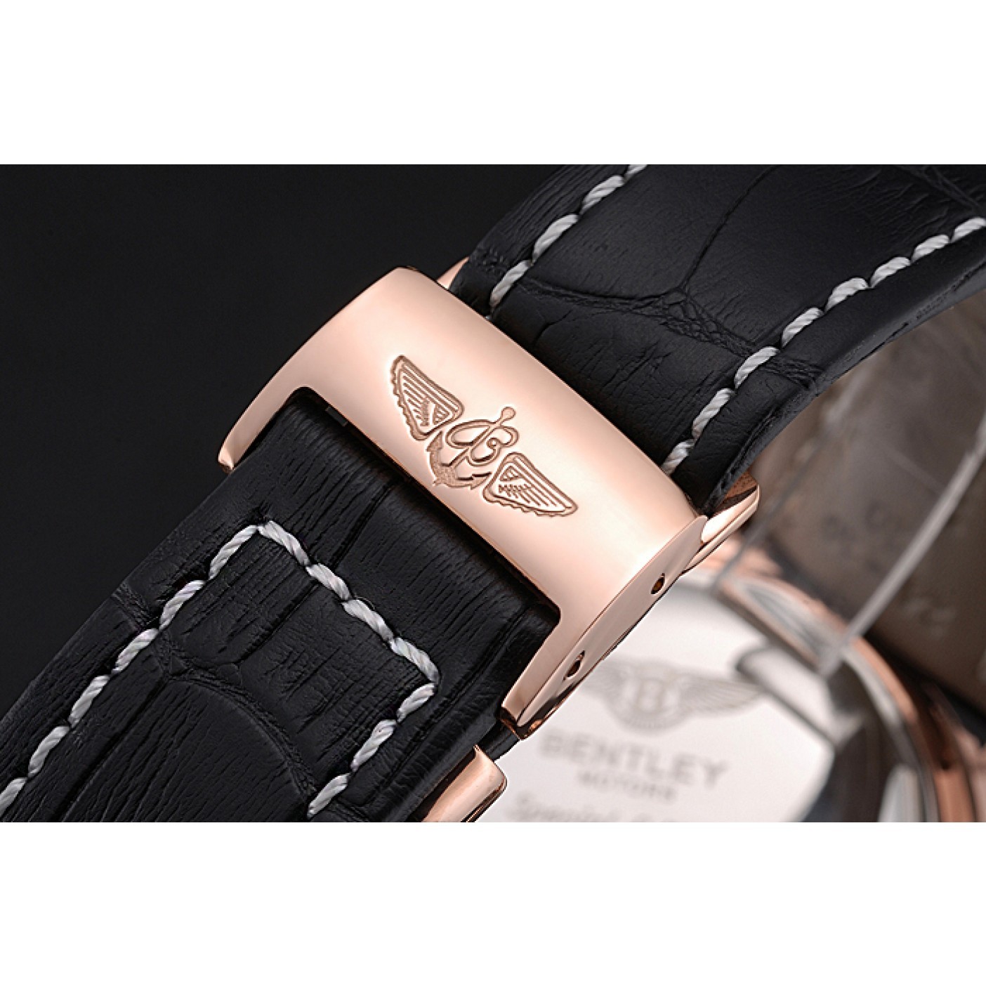MiroTime Breitling Bentley Motors Speed Gold Case Black Dial Black Leather Bracelet 622232