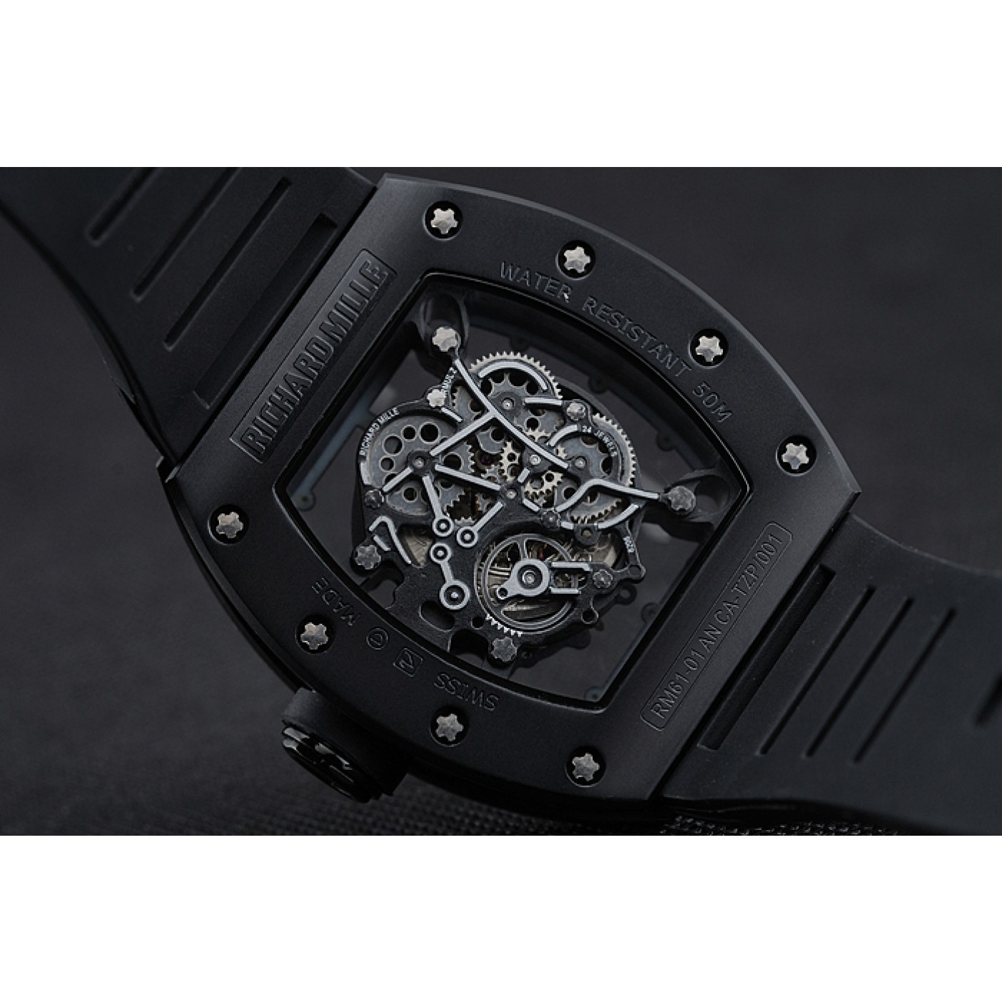 MiroTime Richard Mille RM 055 Bubba Watson Black Case Black Rubber Bracelet 1454199