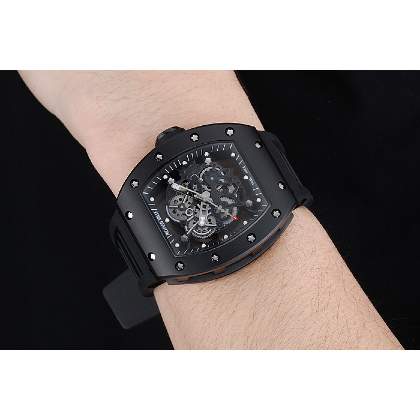 MiroTime Richard Mille RM 055 Bubba Watson Black Case Black Rubber Bracelet 1454199
