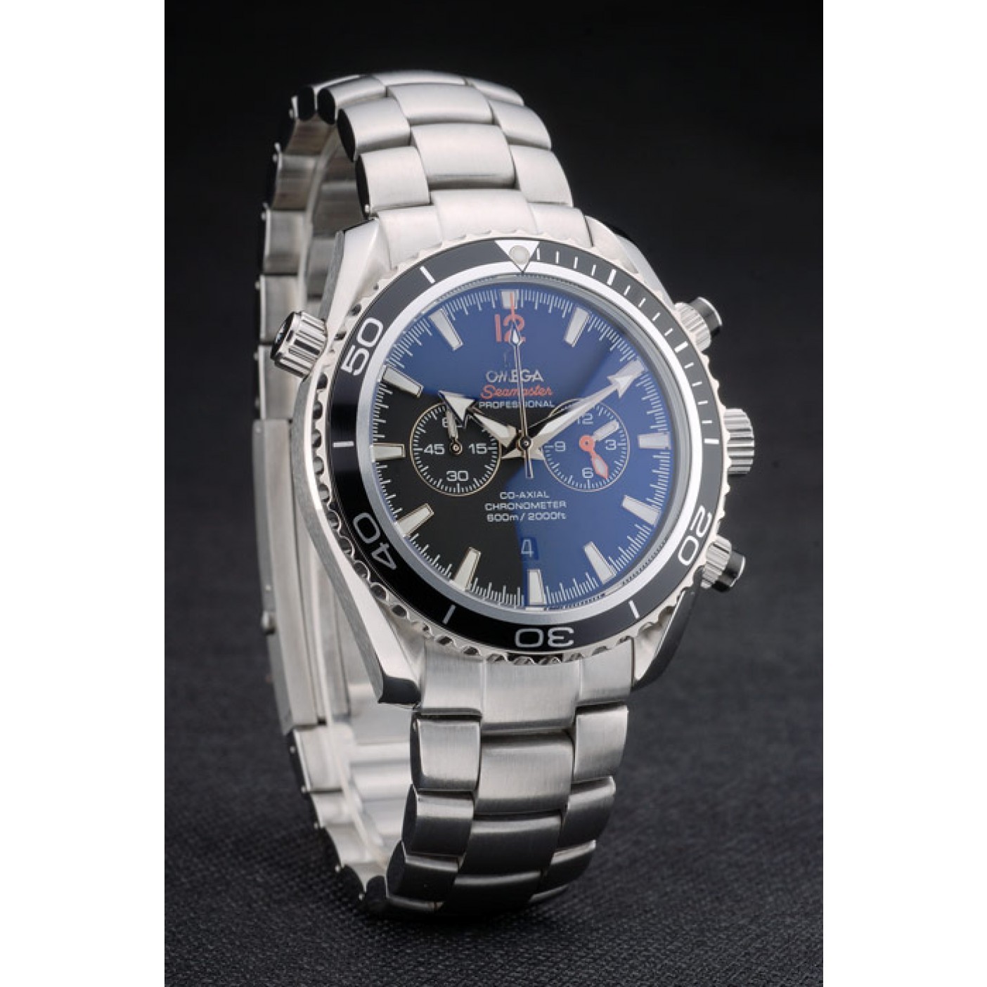 MiroTime Omega Seamaster Planet Ocean Black Bezel Black Dial Stainless Steel Strap 80240