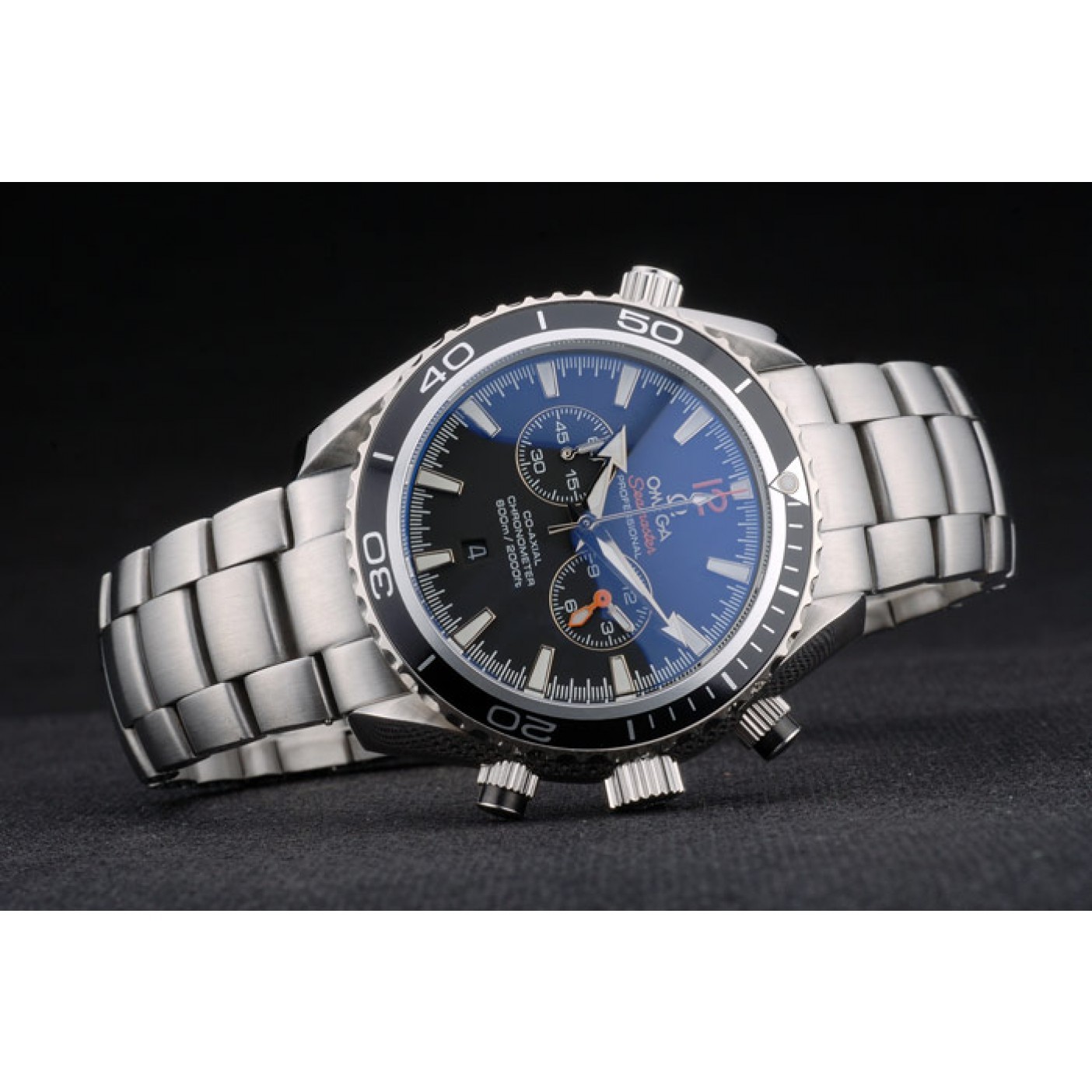 MiroTime Omega Seamaster Planet Ocean Black Bezel Black Dial Stainless Steel Strap 80240