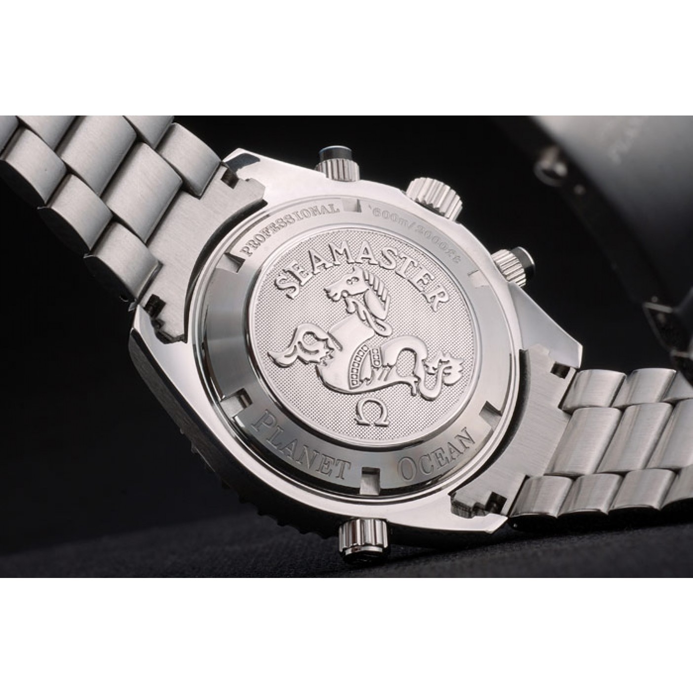 MiroTime Omega Seamaster Planet Ocean Black Bezel Black Dial Stainless Steel Strap 80240